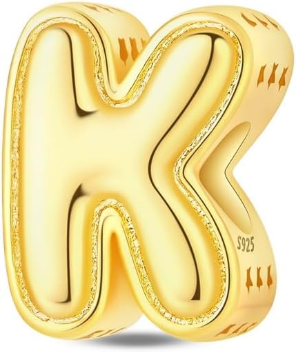 Detalle de HUIPOJUE Pink A–Z Letter Charm, Lightweight 925 Sterling Silver Bead