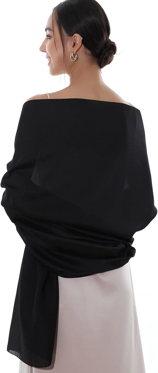 Thumbnail 4 de RIIQIICHY foulard sciarpa in seta/pashmina da donna 180×90 cm per cerimonie, abiti da sera e matrimoni