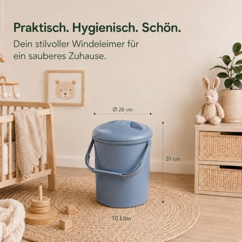 Detalle de Rotho Babydesign Bella Bambina Windeleimer 10 L – geruchsdicht, recycelter Kunststoff, blau