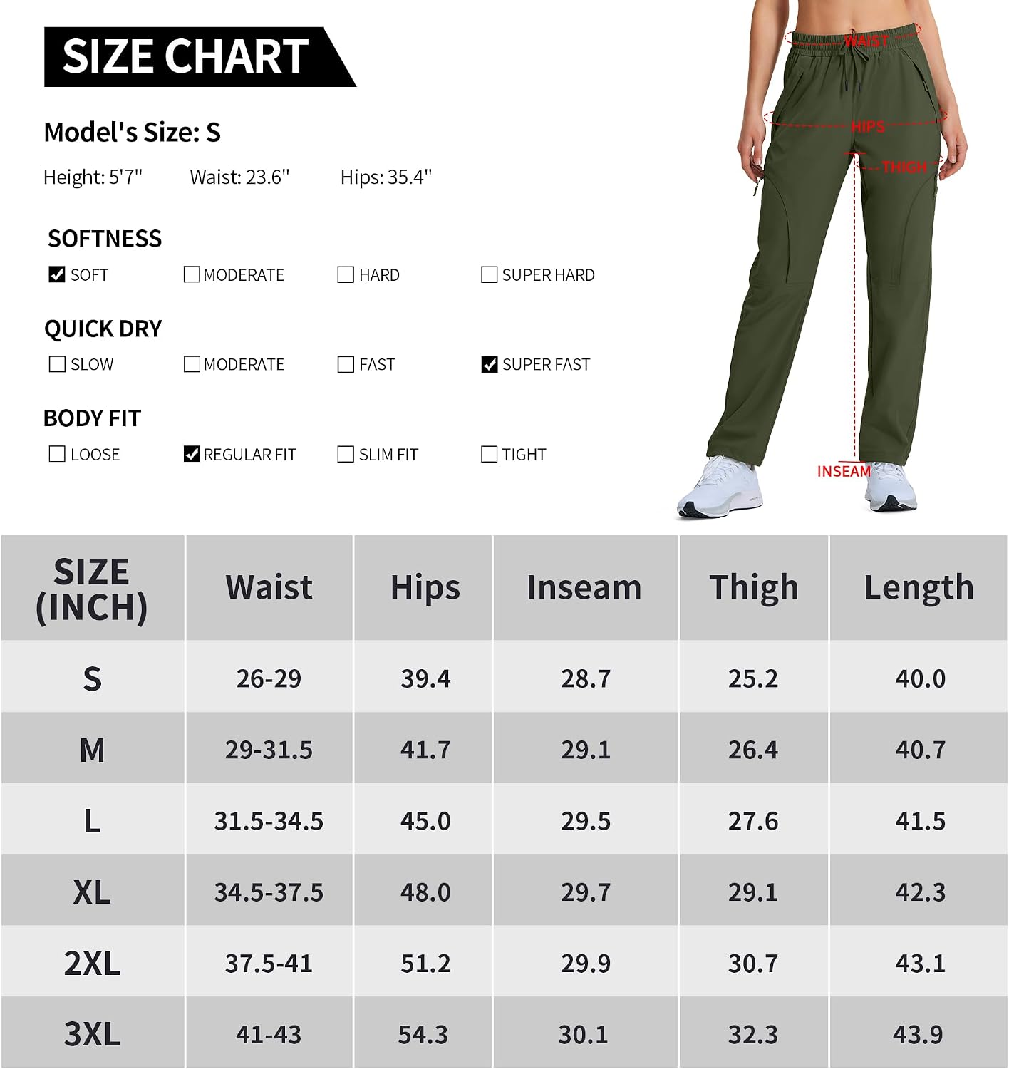 Thumbnail 6 de Hugut Women's Hiking Cargo Pants with UPF 50+ and Quick-Dry Stretch Fabric