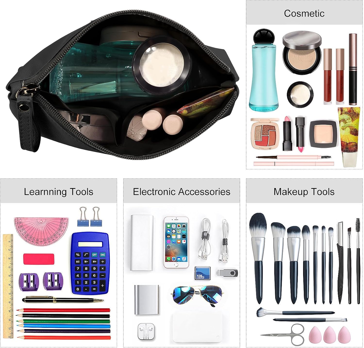 Thumbnail 3 de Small PU Leather Makeup Bag 8.66 x 5.5 in
