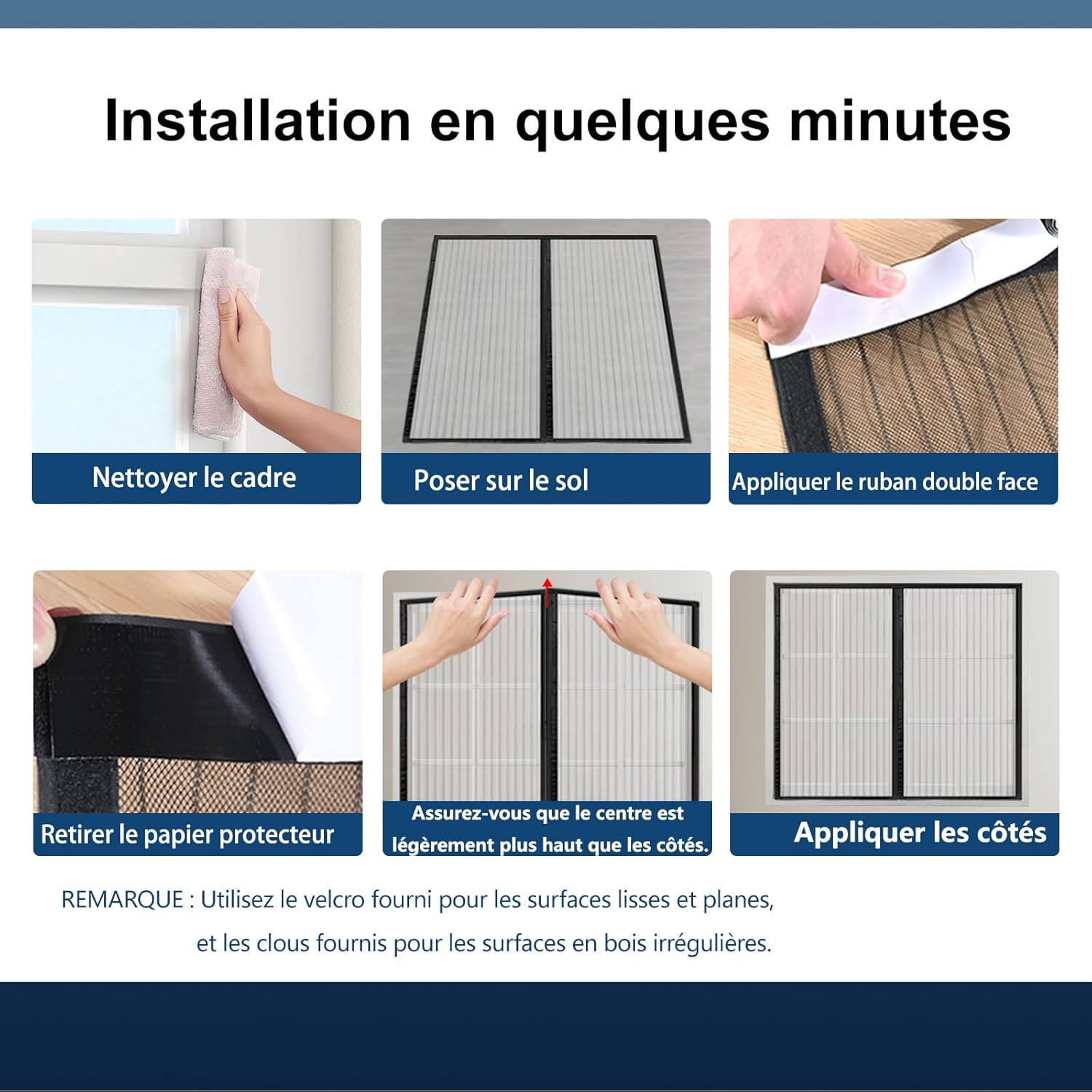 Thumbnail 5 de SAILIMAY Moustiquaire Fenêtre Magnétique 100x120cm – Fermeture automatique, sans perçage, moitié noire