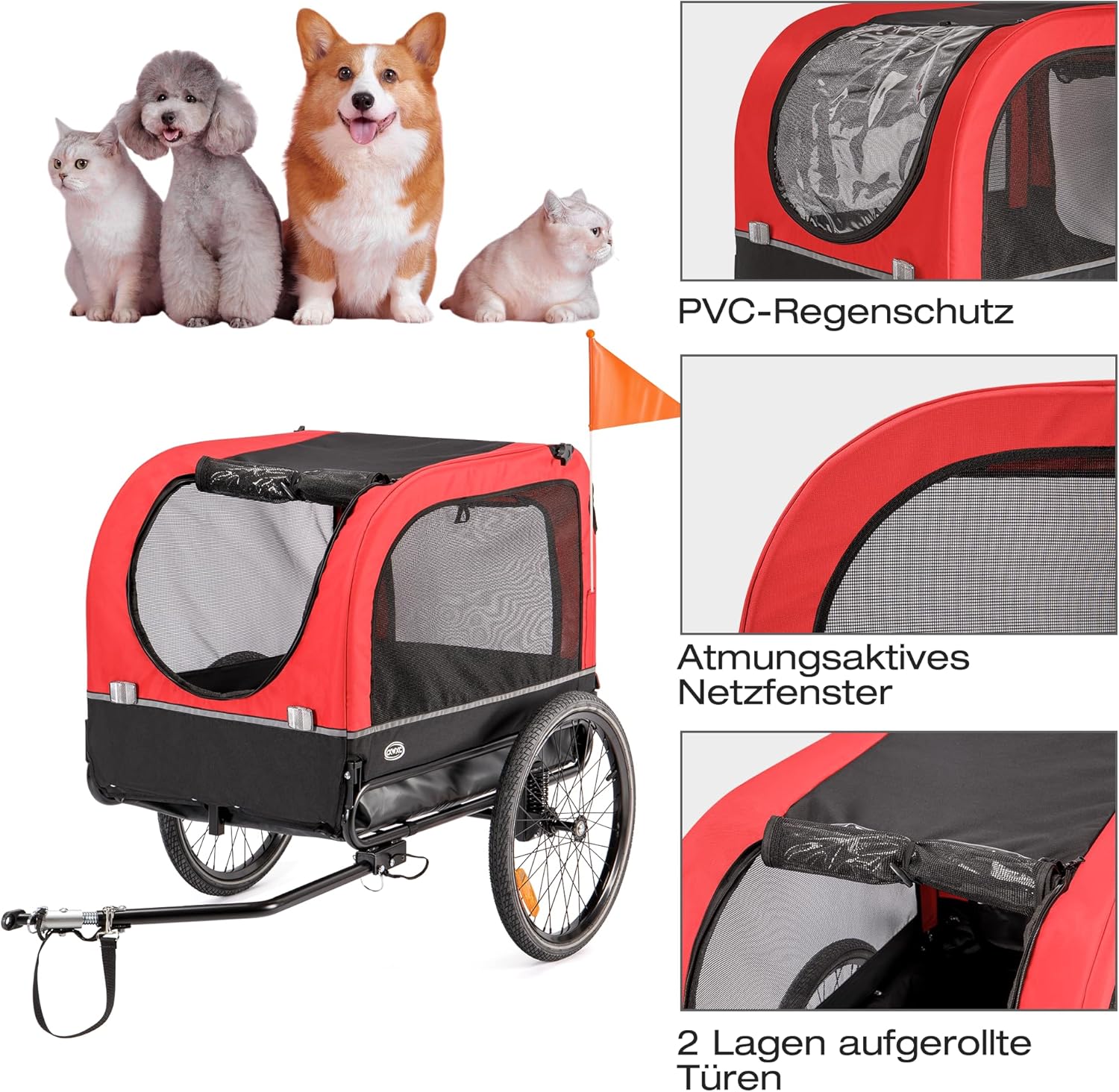 Thumbnail 1 de CXWXC Fahrradanhänger für Hunde 2-in-1 als Fahrradanhänger & Jogger – bis 40 kg, mit Stoßdämpfer