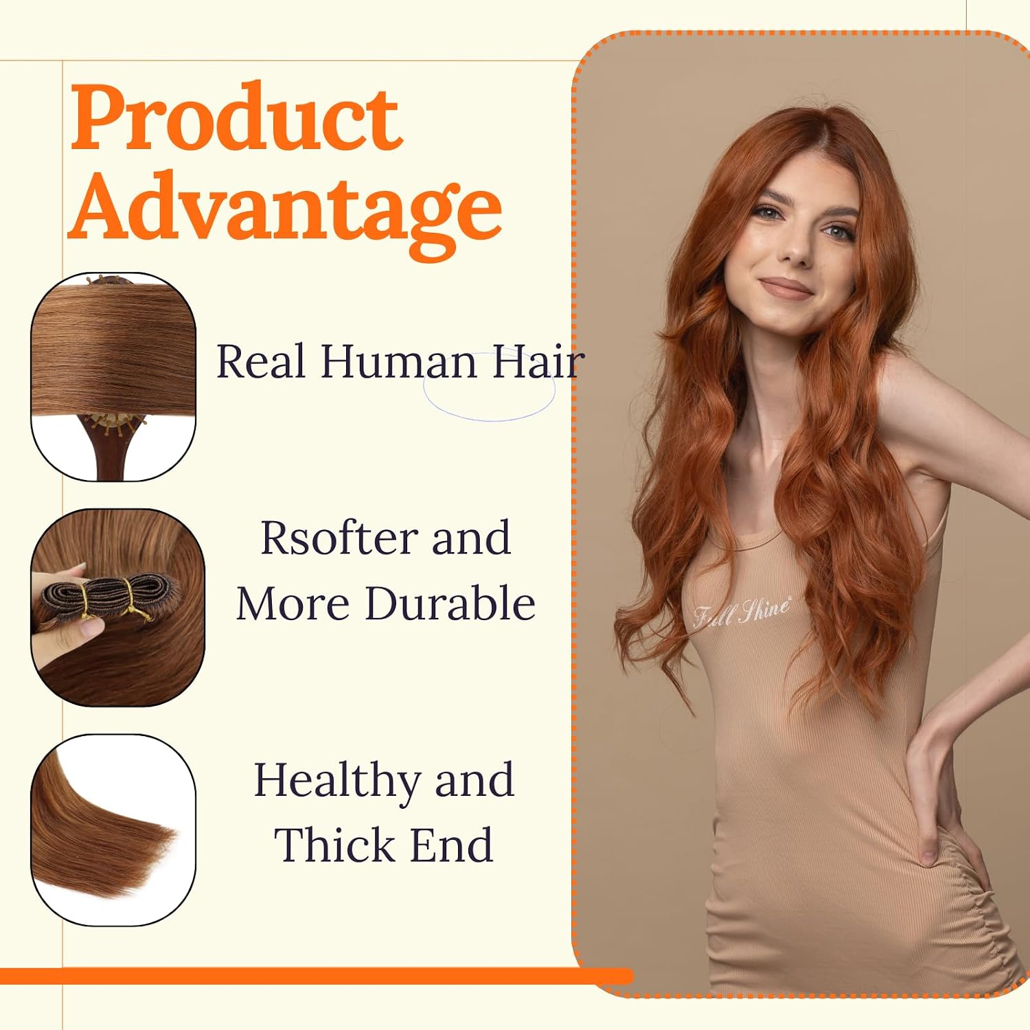 Thumbnail 2 de Full Shine Copper Weft Hair Extensions 120G 18 Inch Sew In Extensions