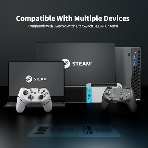 Detalle de AceGamer 2pc Manette sans Fil pour Switch2/1/Lite/OLED – Double vibration, tir rapide et réveil d’un bouton (Noir & Blanc)