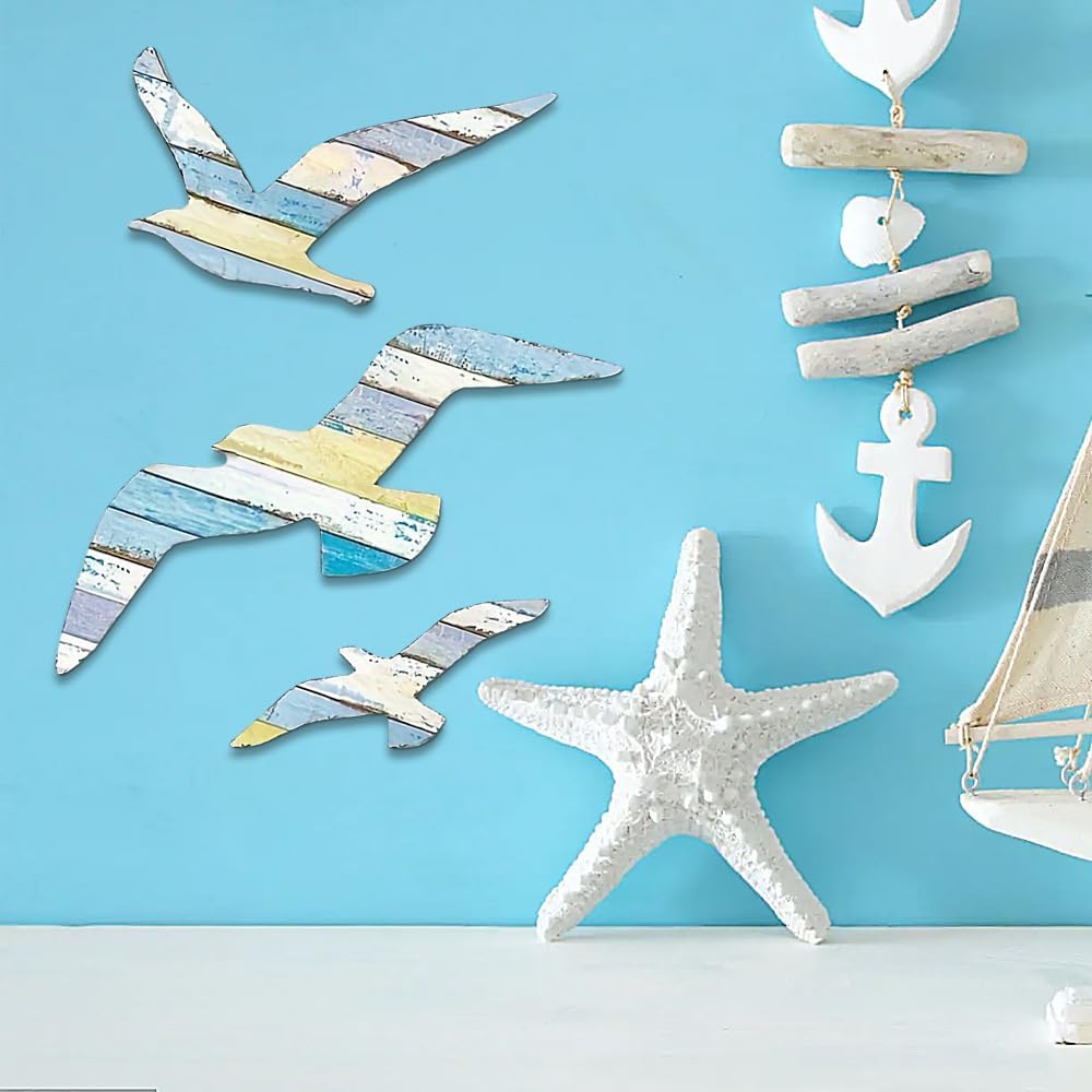 Thumbnail 3 de Yerleomit Maritime Möwen Wanddeko – 3er Set aus Holzdeko im Küstenstil