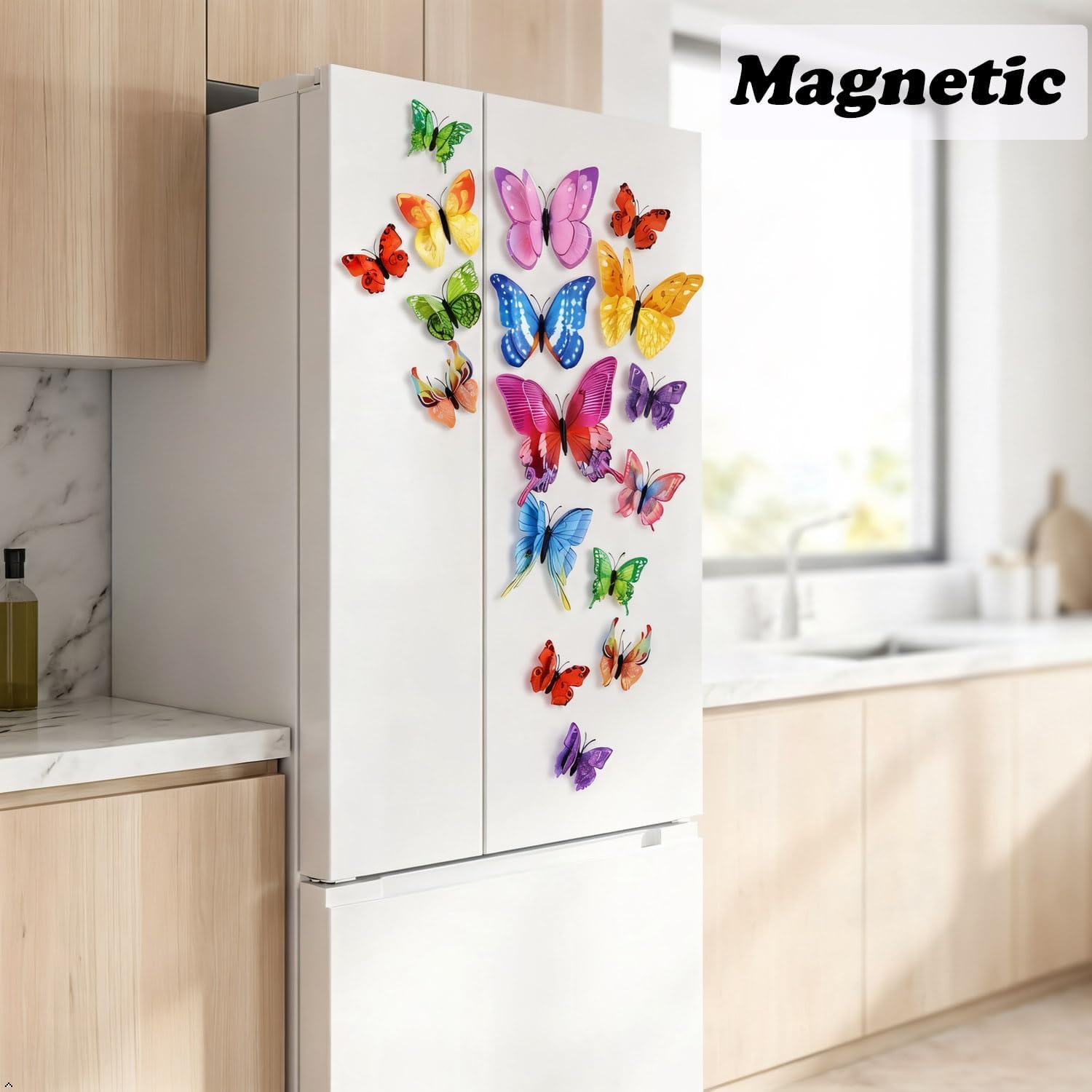 Detalle de OPSEAM Butterfly Wall Decor (24/48 PCS) 3D Butterfly Stickers with Magnets for Party & Home Walls