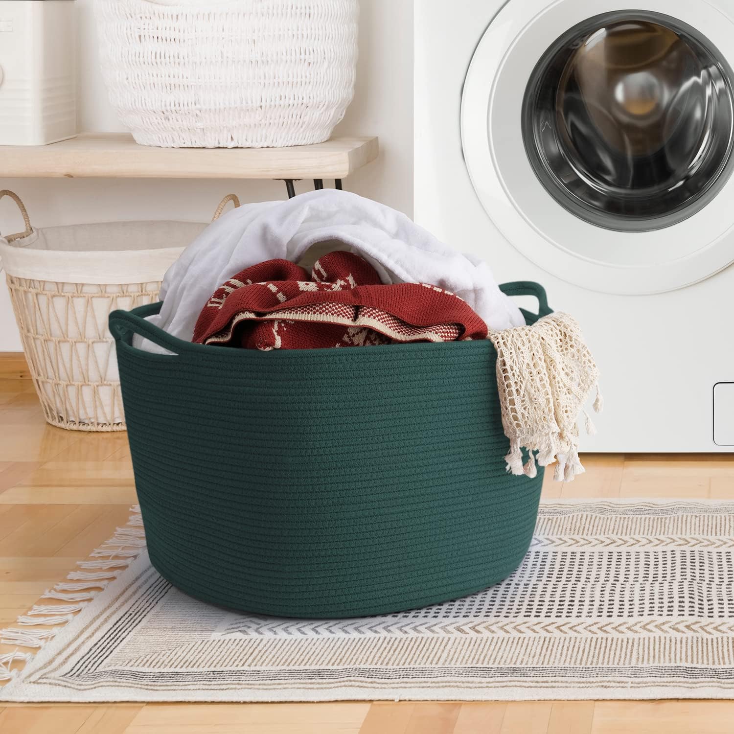 Thumbnail 4 de Maliton Extra Large Foldable Laundry Basket (50 x 33 cm) with Handles – Blackish Green