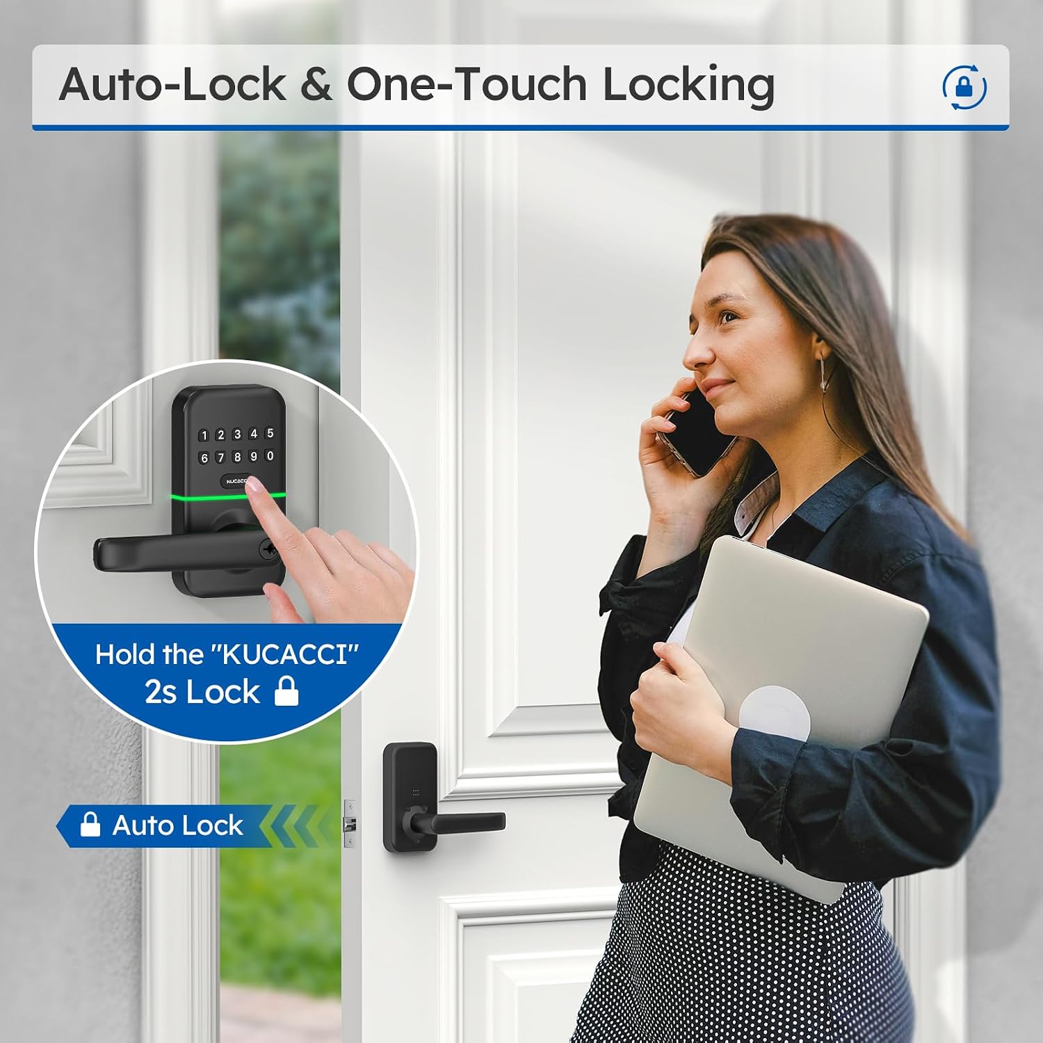 Detalle de KUCACCI Keypad Smart Door Knob with Auto-Lock and Backlit Keypad