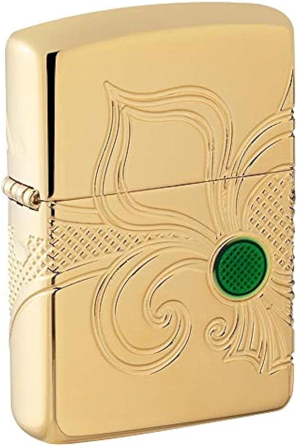 Zippo Briquet Tempête Fleur de Lis – Finition Armor Laiton Poli Brillant Or avec Gravure