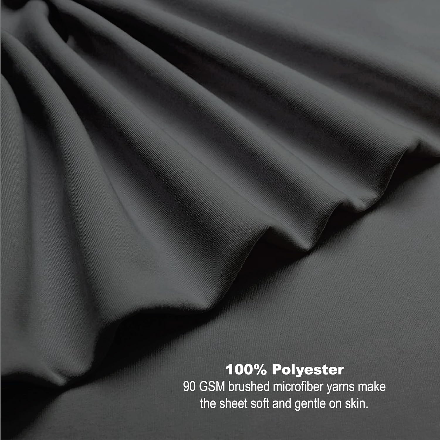 Detalle 2 de Funky Gadgets King Size Fitted Sheet with Extra Deep Pocket (40cm) in Charcoal/Dark Grey – 152 x 200cm