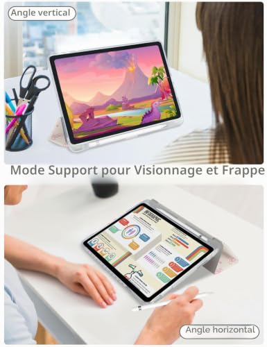 Thumbnail 6 de Fycyko Étui pour iPad (A16) 11e Génération et iPad 10e Génération – Motif Rose Nœud avec Porte-Crayon