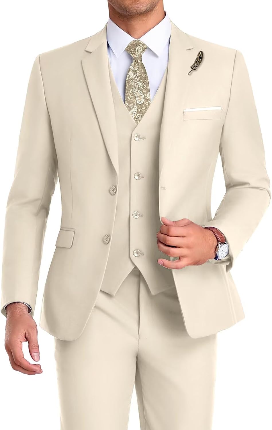 Thumbnail 6 de High-End Orange Slim Fit 3-Piece Suit for Men with Notched Lapel