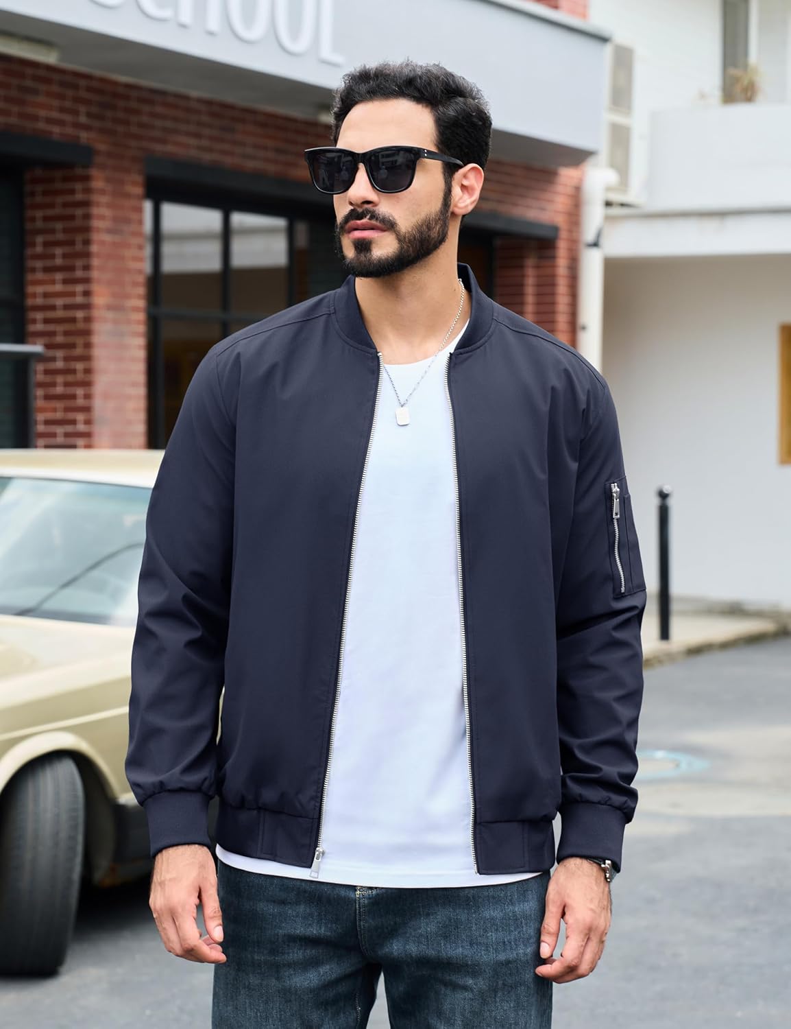 Detalle de TACVASEN Men's Lightweight Full-Zip Jacket, Water-Repellent and Windproof