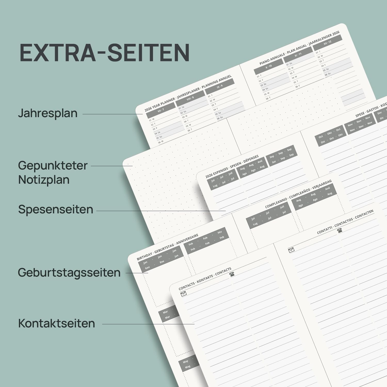 Thumbnail 4 de POPRUN Taschenkalender 2026/2027 Klein Hardcover – kompakter Planer A6 (15,6 x 10 cm) in Hellrosa