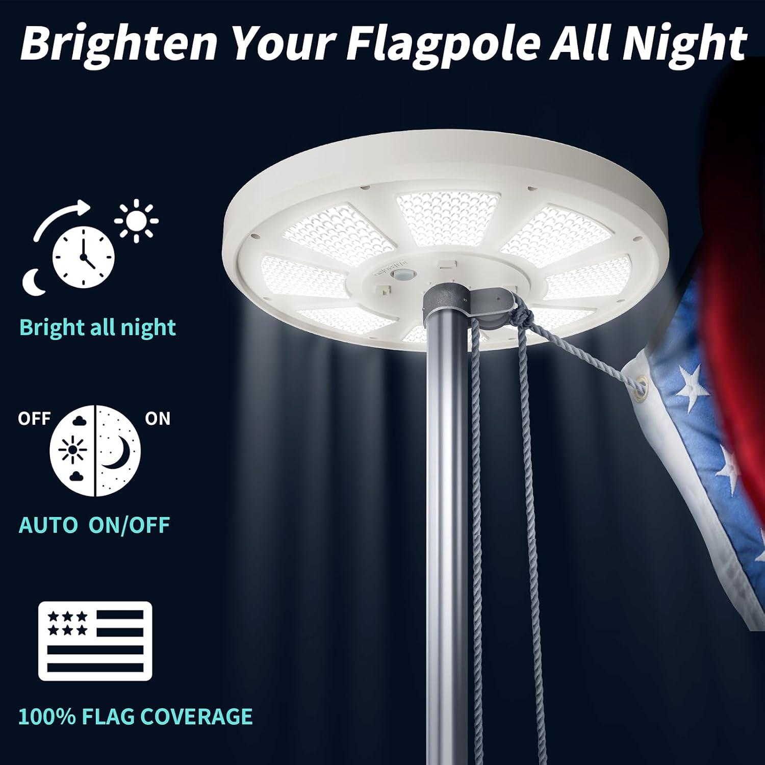 Detalle 1 de HOOPLE Solar Flag Pole Light 136 LEDs