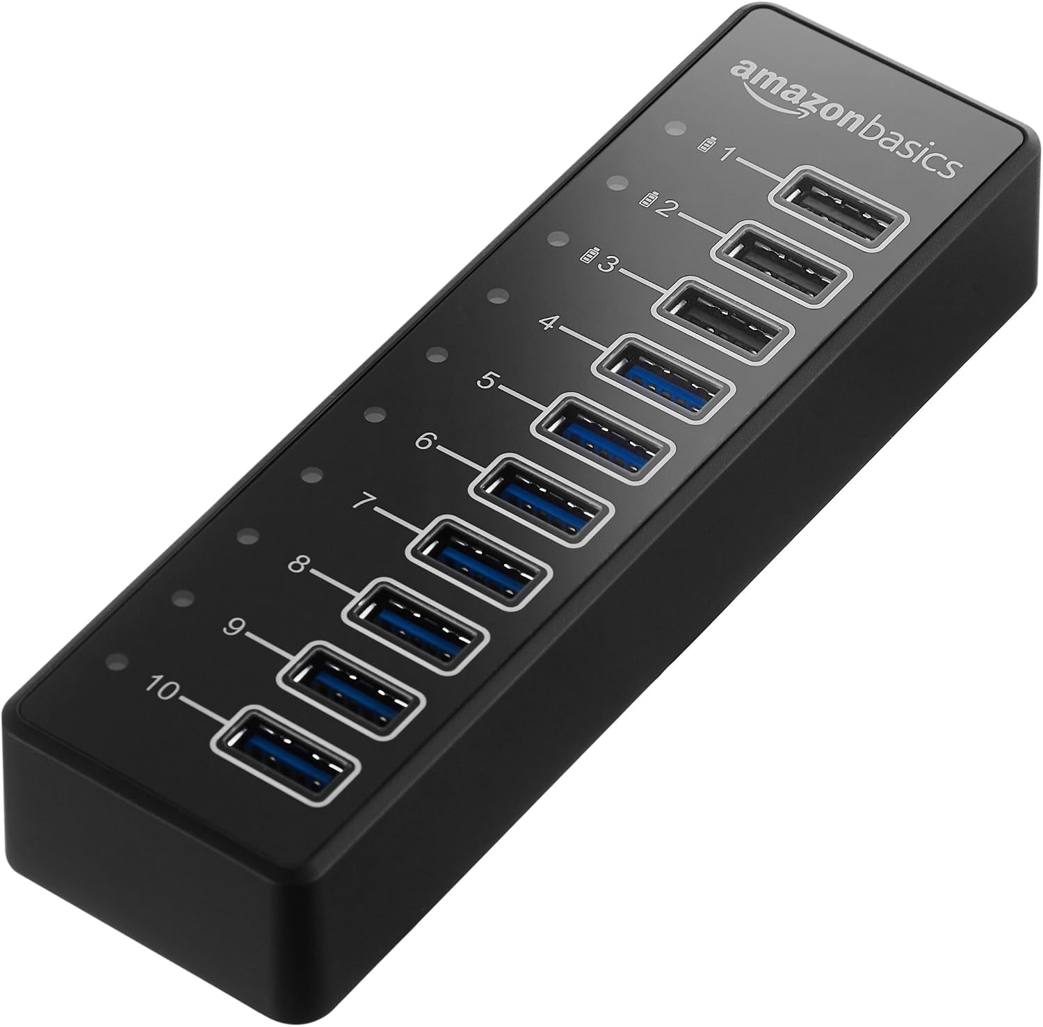 Detalle de Amazon Basics koncentrator USB-A 3.1, 10 portów, zasilacz 65 W