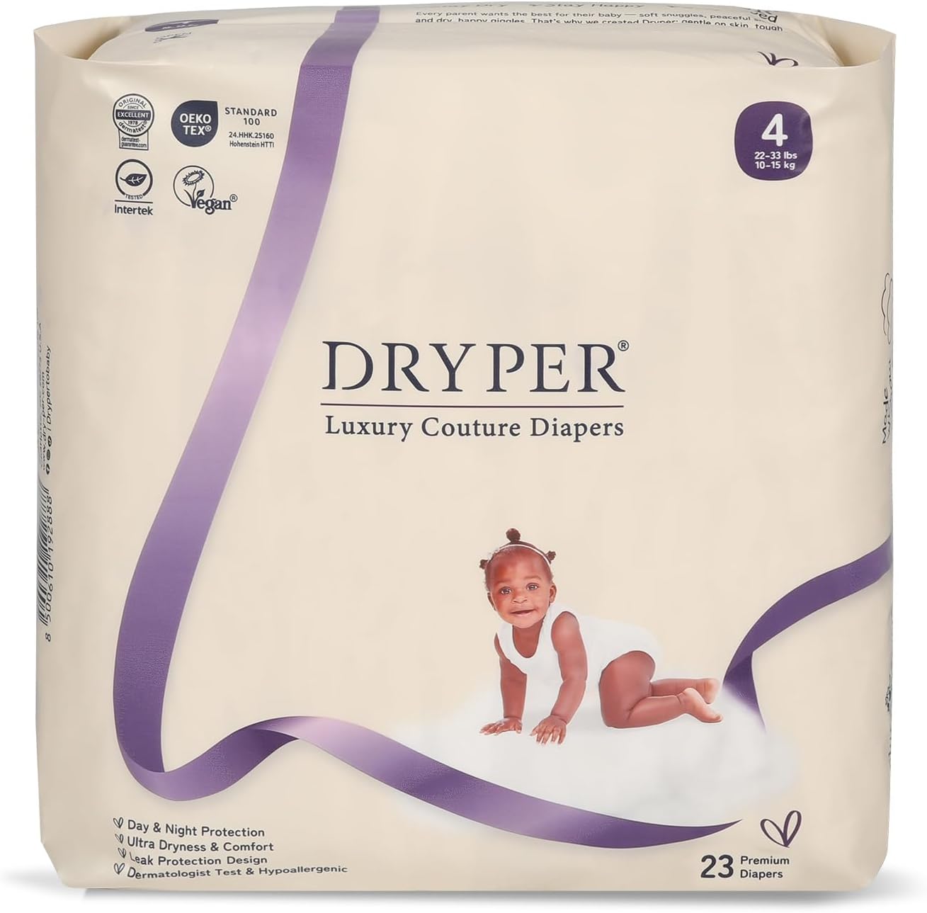 Detalle de Dryper Baby Nappies Size 4 (10-15kg) – Ultra-Thin, Hypoallergenic, 23 Count