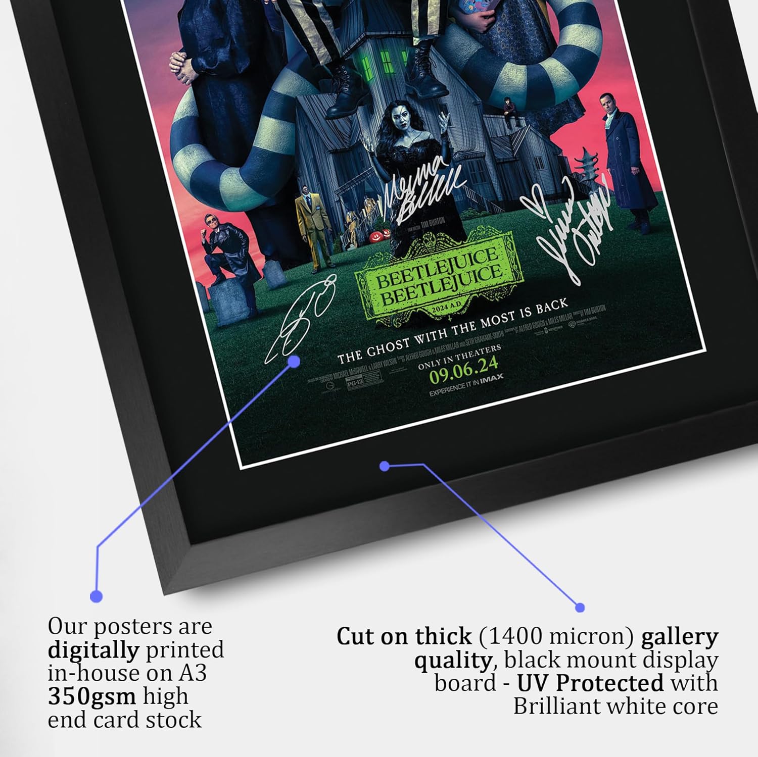 Thumbnail 3 de HWC Trading Beetlejuice 2 Michael Keaton signed autograph A3 framed print (movie memorabilia gift)