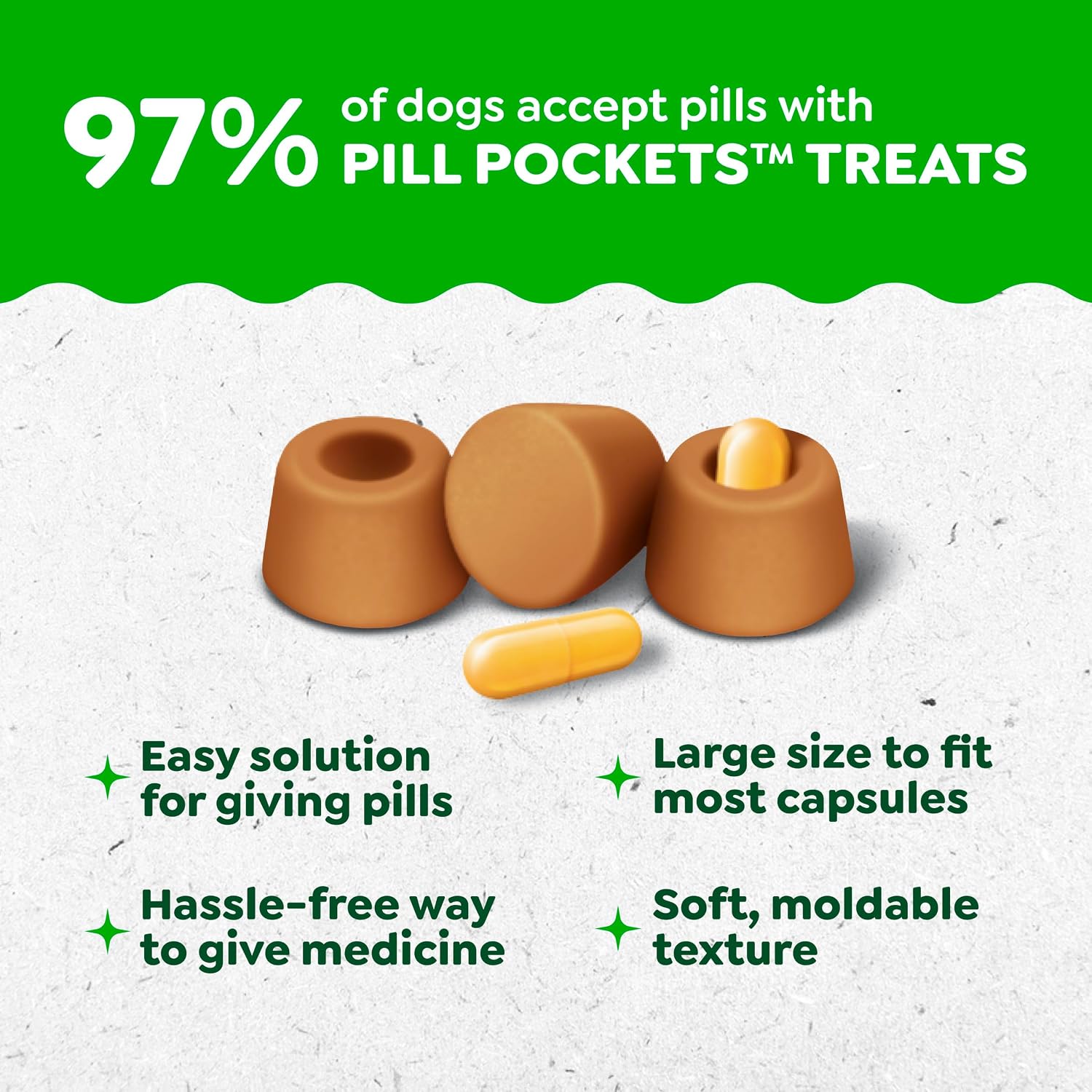 Detalle de Greenies Pill Pockets Large Size Dog Treats, Peanut Butter