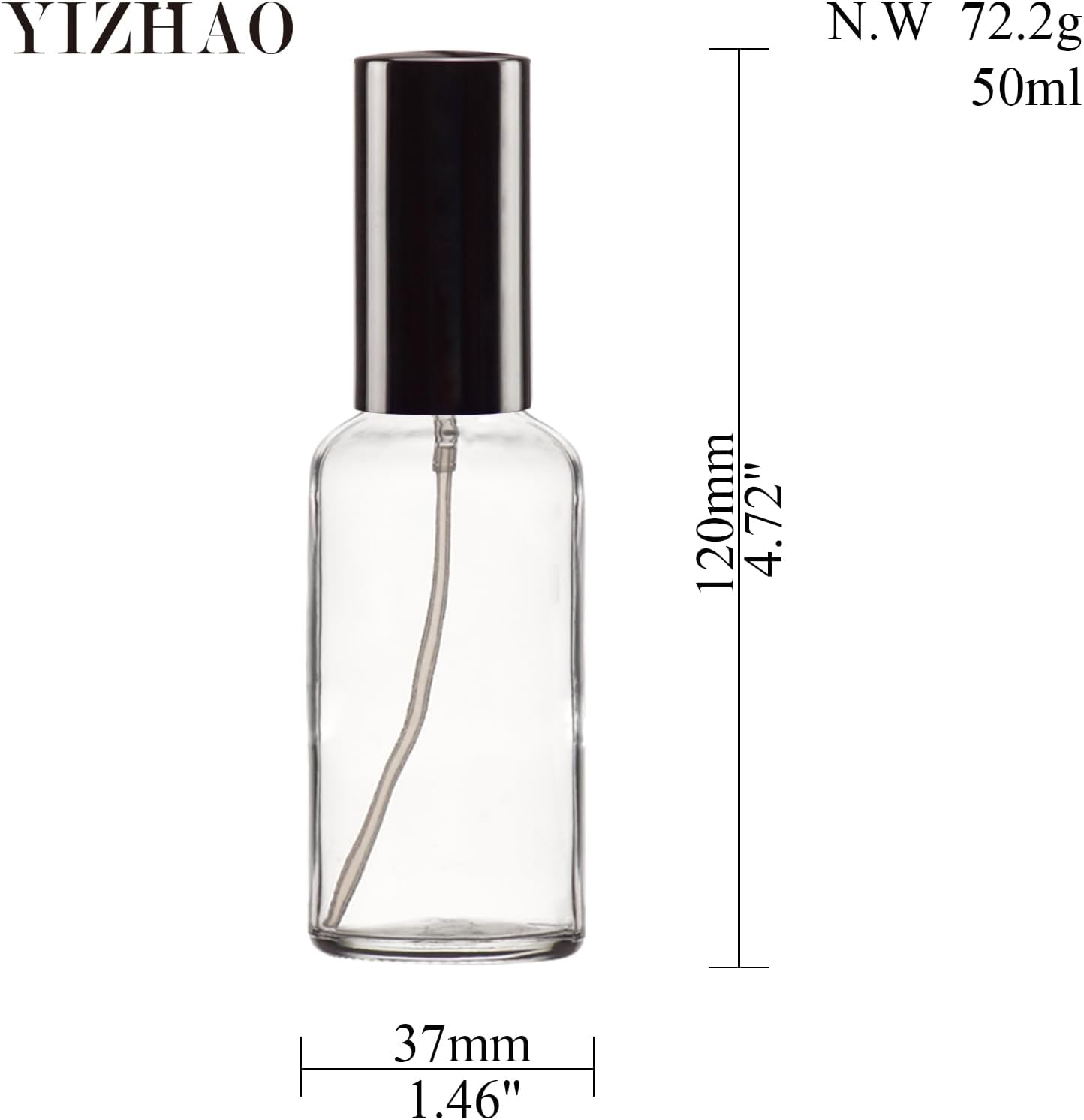 Detalle de Bottiglie spray in vetro YIZHAO da 50 ml (6 pz) con nebulizzatore metallico e pipette per oli essenziali, profumi e viaggi