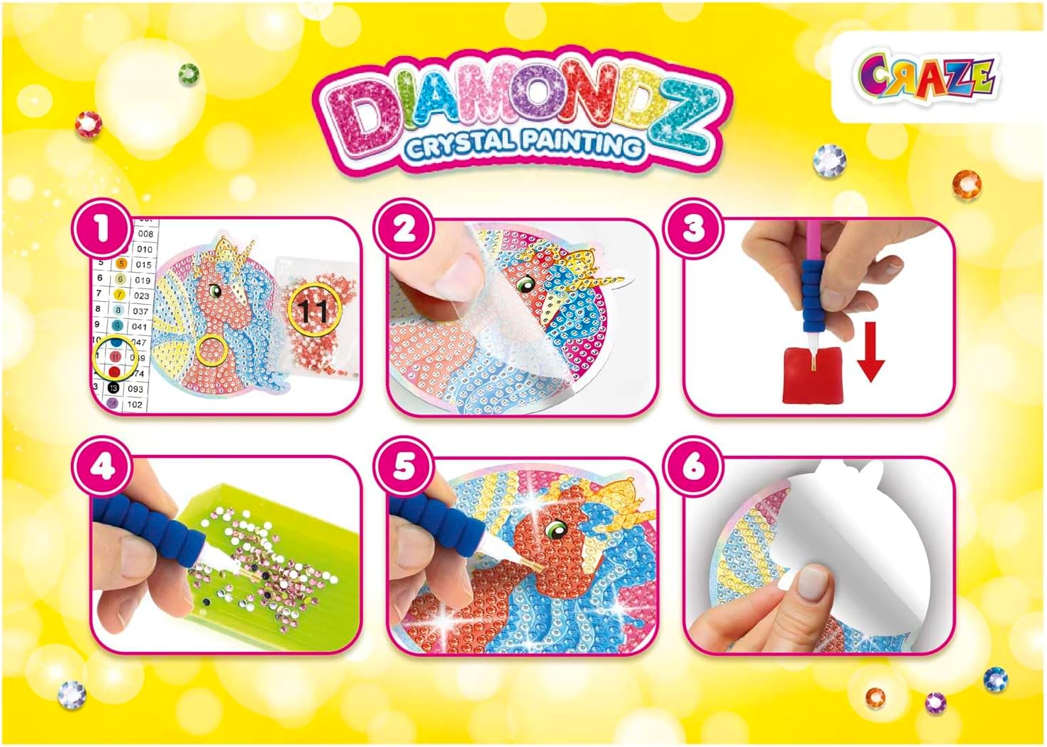 Detalle de CRAZE DIAMONDZ Mega Set di adesivi Galupy Unicorn – Set di mosaici diamantati per bambini