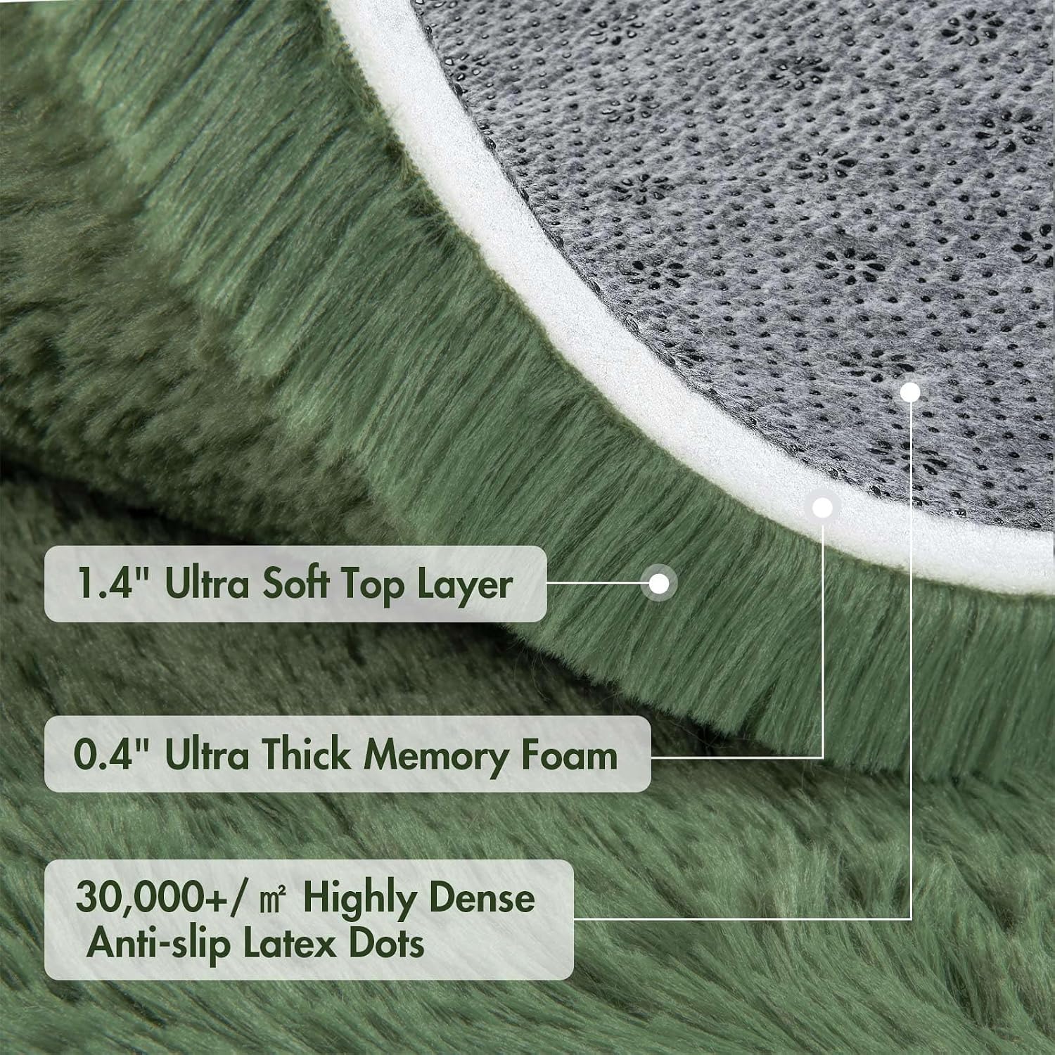 Thumbnail 6 de 9x12 Ft Extra Large Shag Green Area Rug (Ultra-Soft, Non-Slip) for Living Room, Bedroom, and Kids Spaces