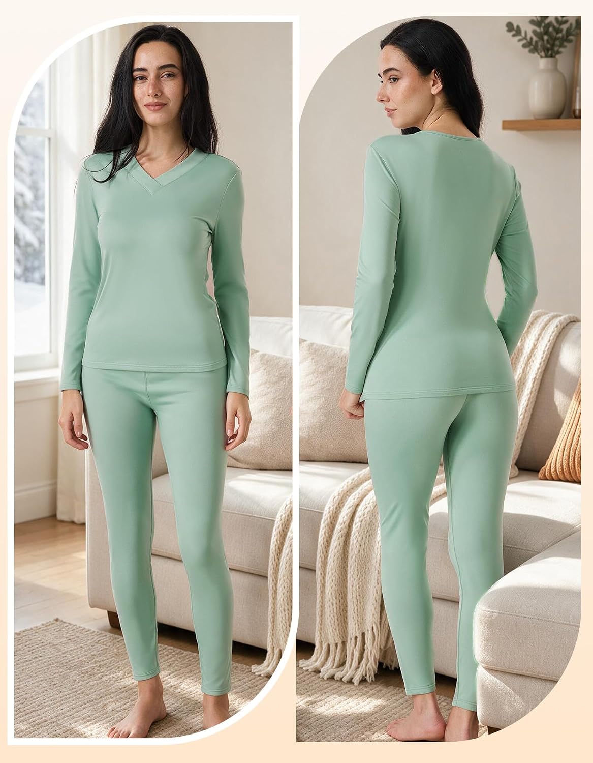 Detalle de YADIFEN Women's Thermal Underwear Set