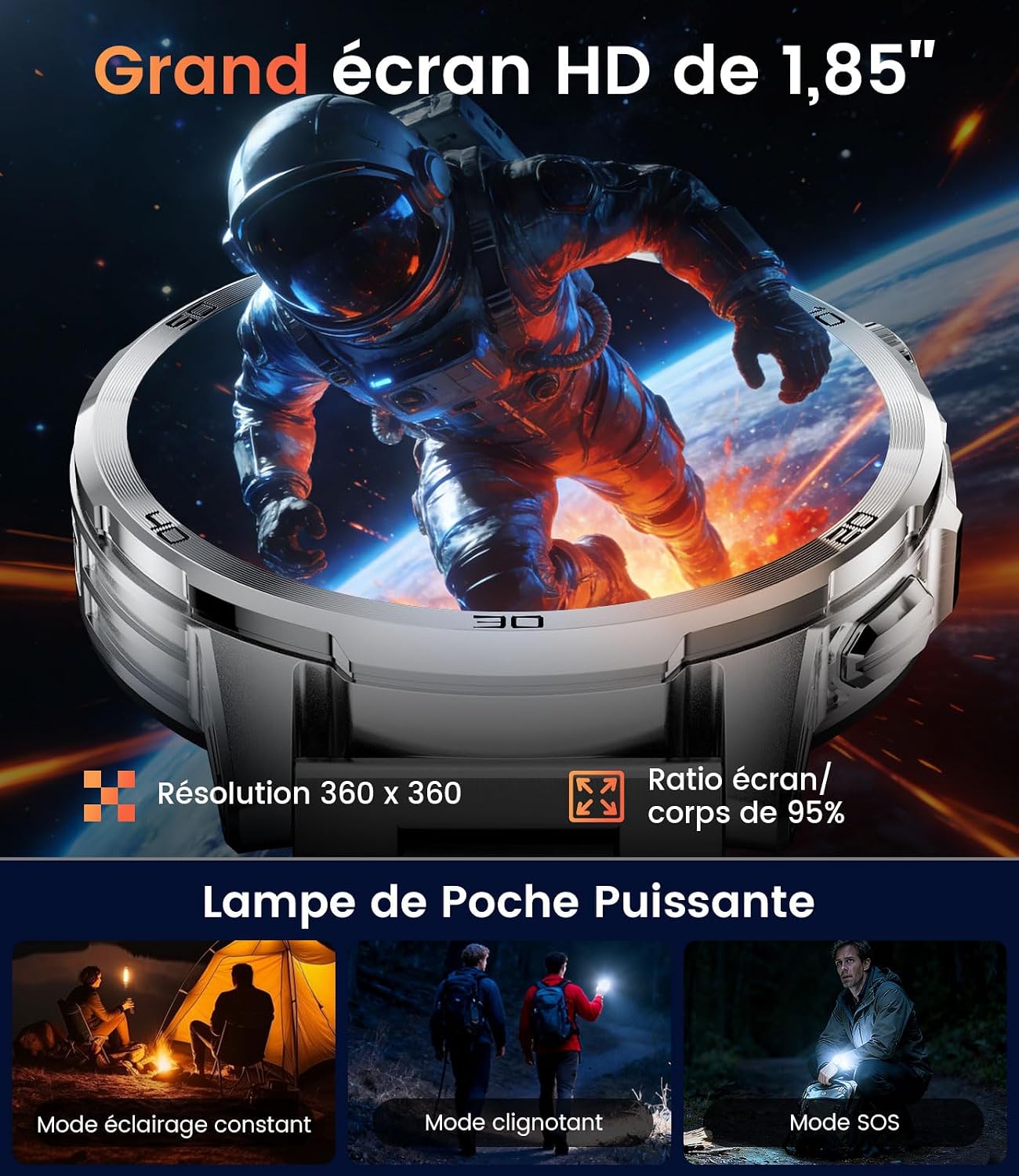 Thumbnail 1 de CHOOSETIME EF19 smartwatch met 1,85-inch scherm, 1000 mAh en IP68