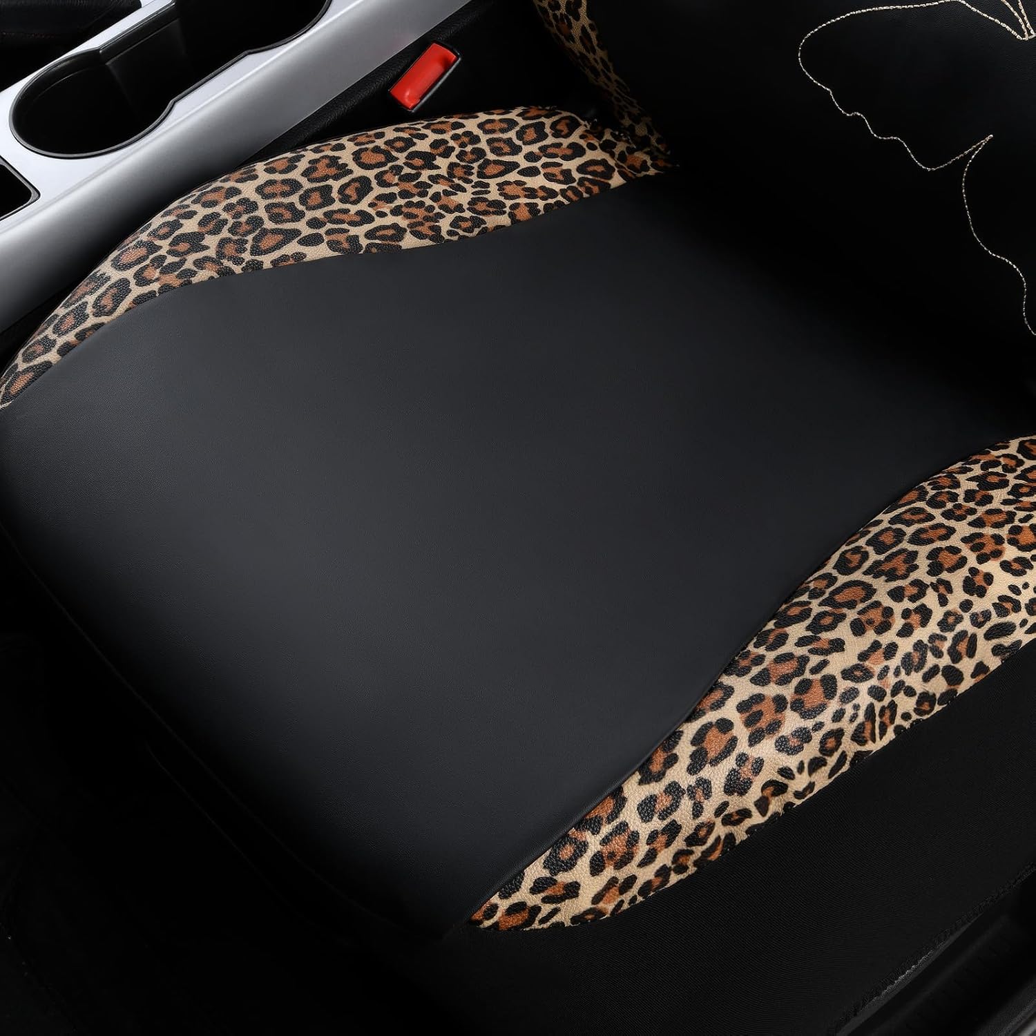 Thumbnail 4 de Flying Banner Butterfly Faux Leather Leopard Brown Car Seat Covers (Universal, Rear Bench Split Full Set)