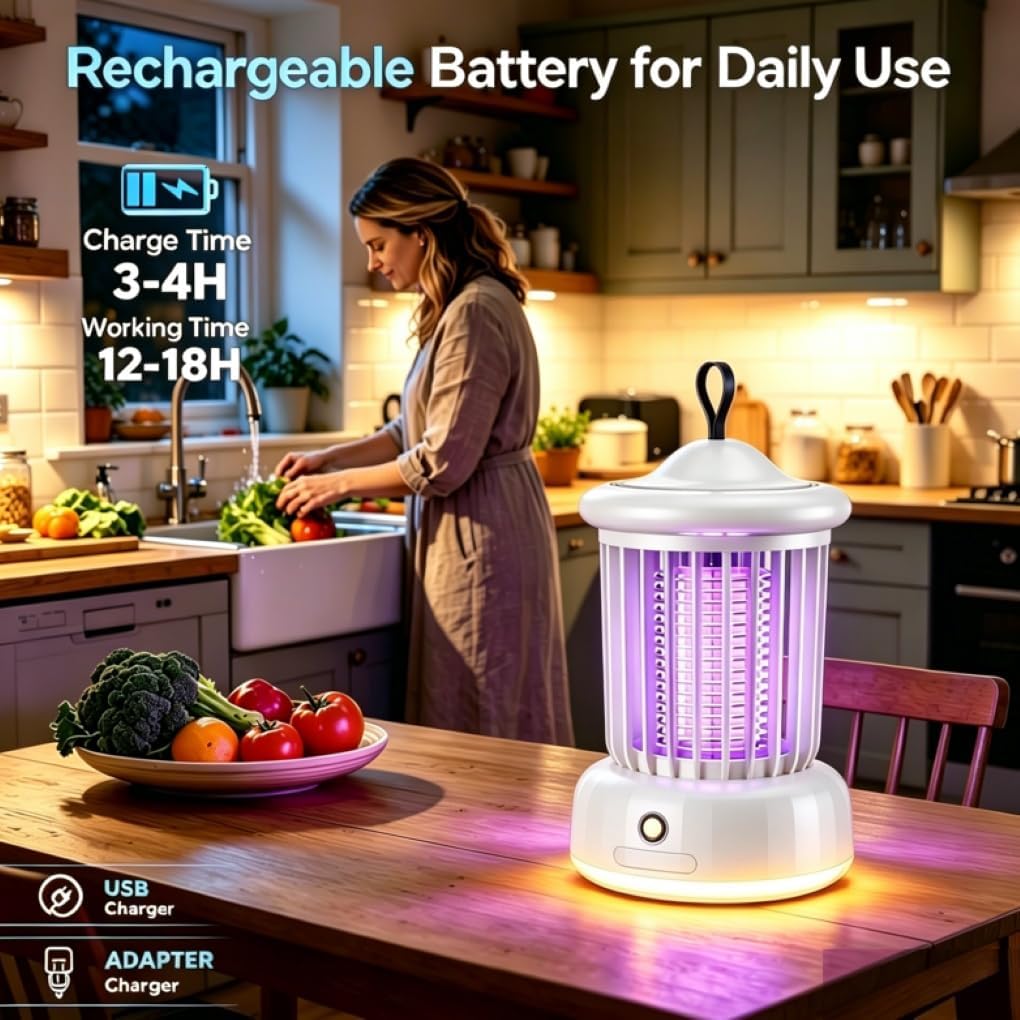 Detalle 2 de Rechargeable Bug Zapper Lamp with UV Light and Night Light (2026 Upgrade) – 2-in-1 Portable Mosquito Killer