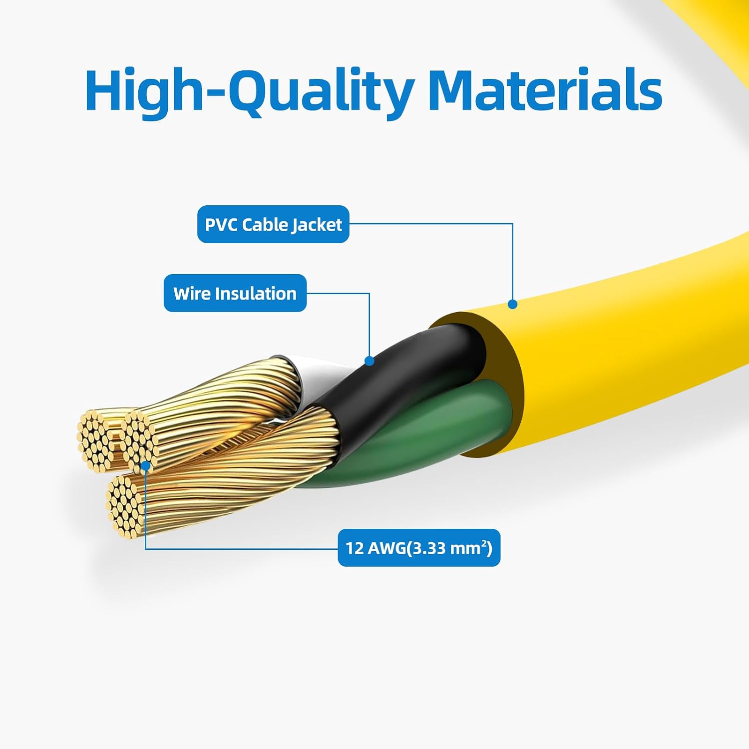 Thumbnail 2 de Flexoria FX-1012 12-Gauge Outdoor Extension Cord, 25 ft, 15A, Yellow
