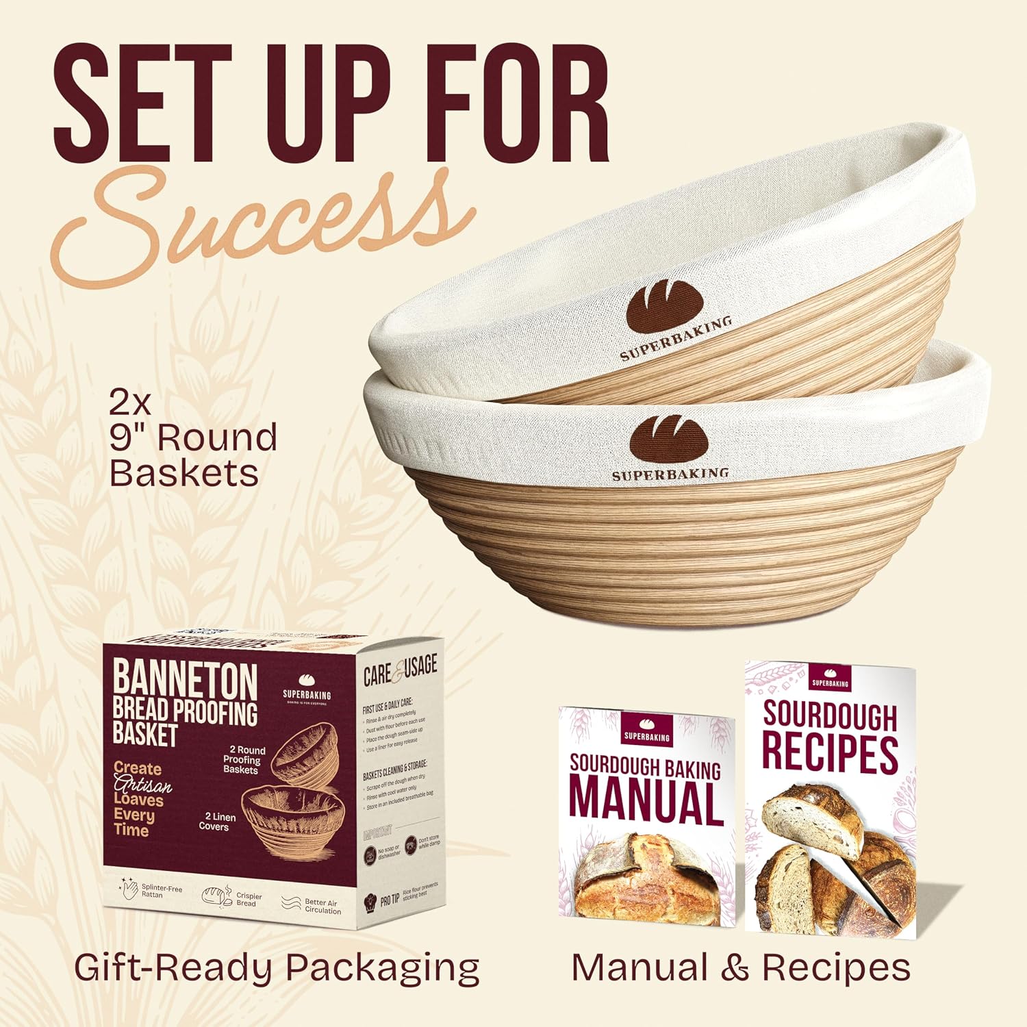 Thumbnail 6 de Superbaking Banneton 9" Proofing Basket 🥖