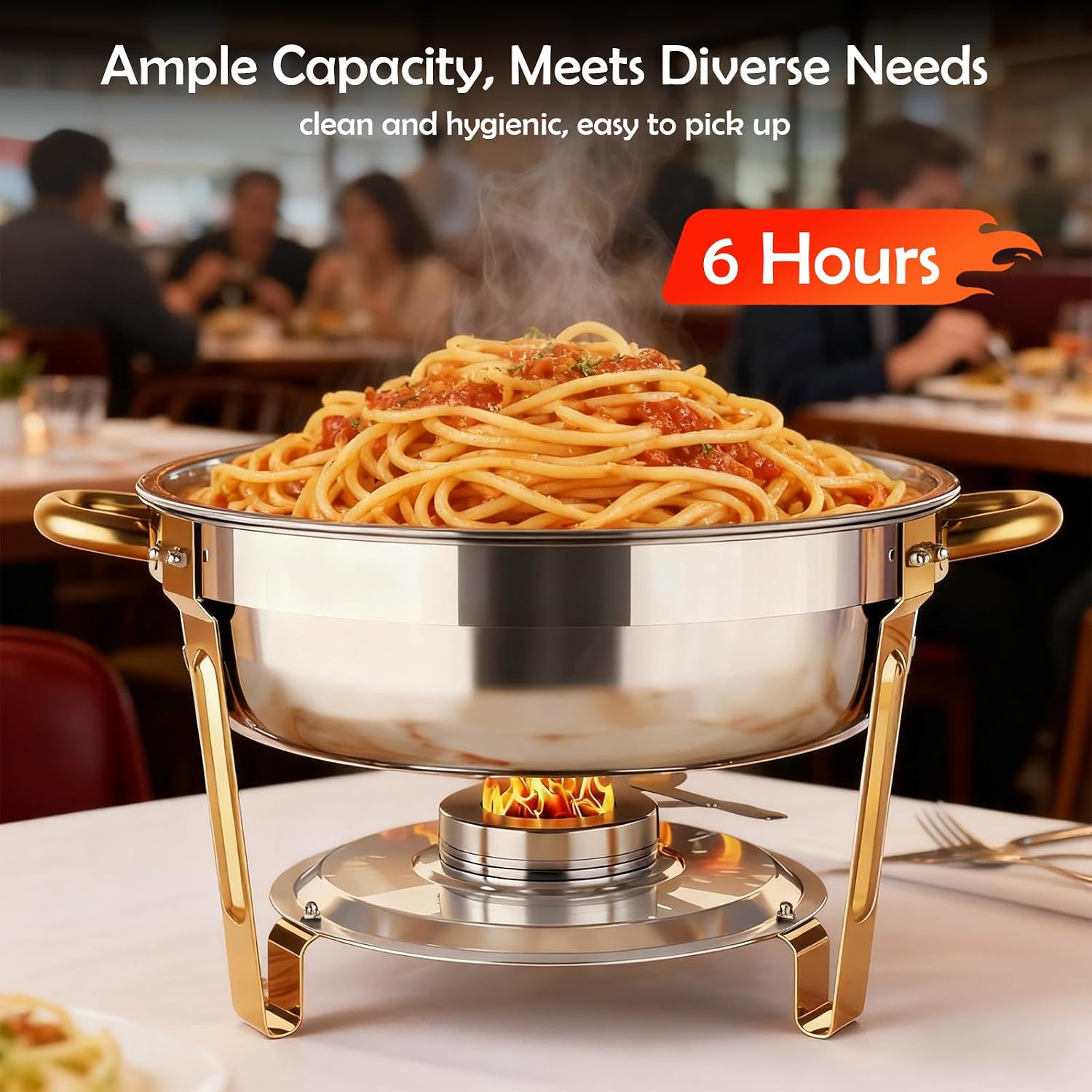 Thumbnail 5 de ALSO GO Round Chafing Dishes for Buffet 4 Pack 6QT Gold