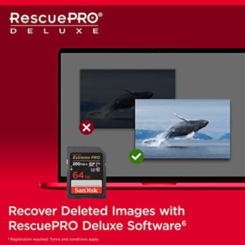 Detalle de SanDisk 64GB Extreme PRO SDXC UHS-I U3 V30 con RescuePro Deluxe