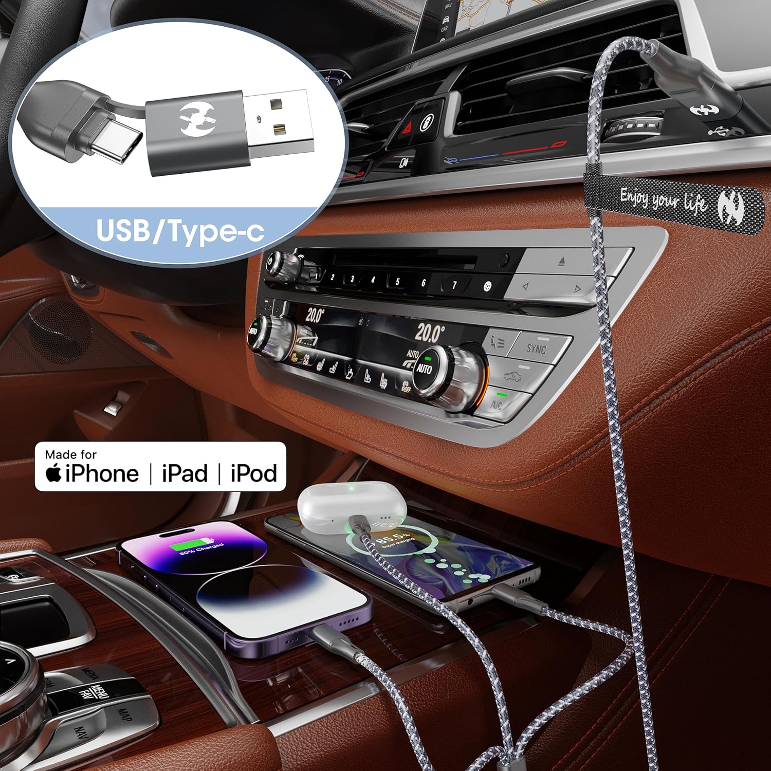 Thumbnail 4 de IDISON Multi Charging Cable (4ft, 3-Pack) 3-in-1 USB-A/C + Lightning/Type-C Travel Charger