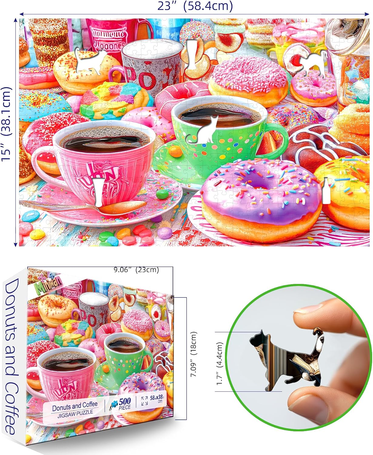 Detalle de 500 Pieces Coffee & Donuts Jigsaw Puzzle for Adults (23"x15")