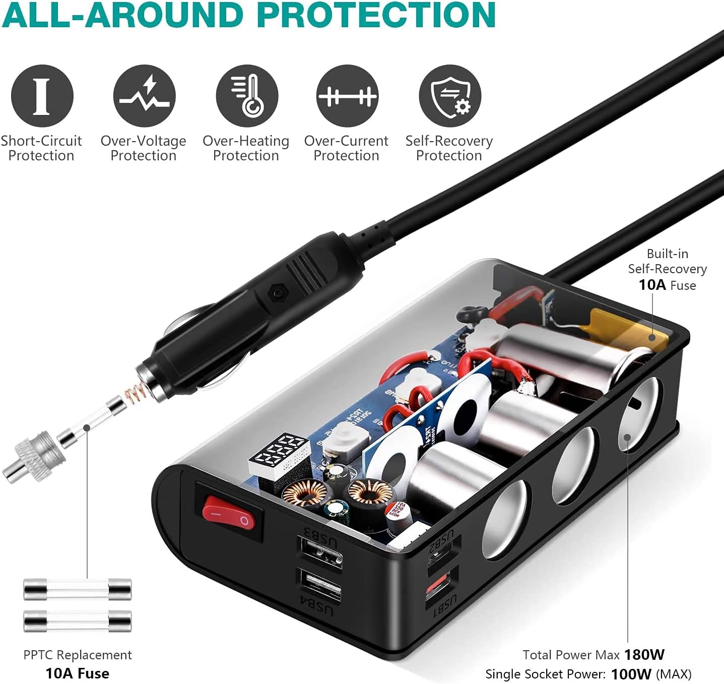 Thumbnail 2 de OOWOLF Quick Charge 3.0 Car Power Splitter 180W