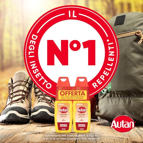 Detalle de Autan Active Vapo Spray Antizanzare – Repellente 8 Ore, Bipacco 2×100 ml
