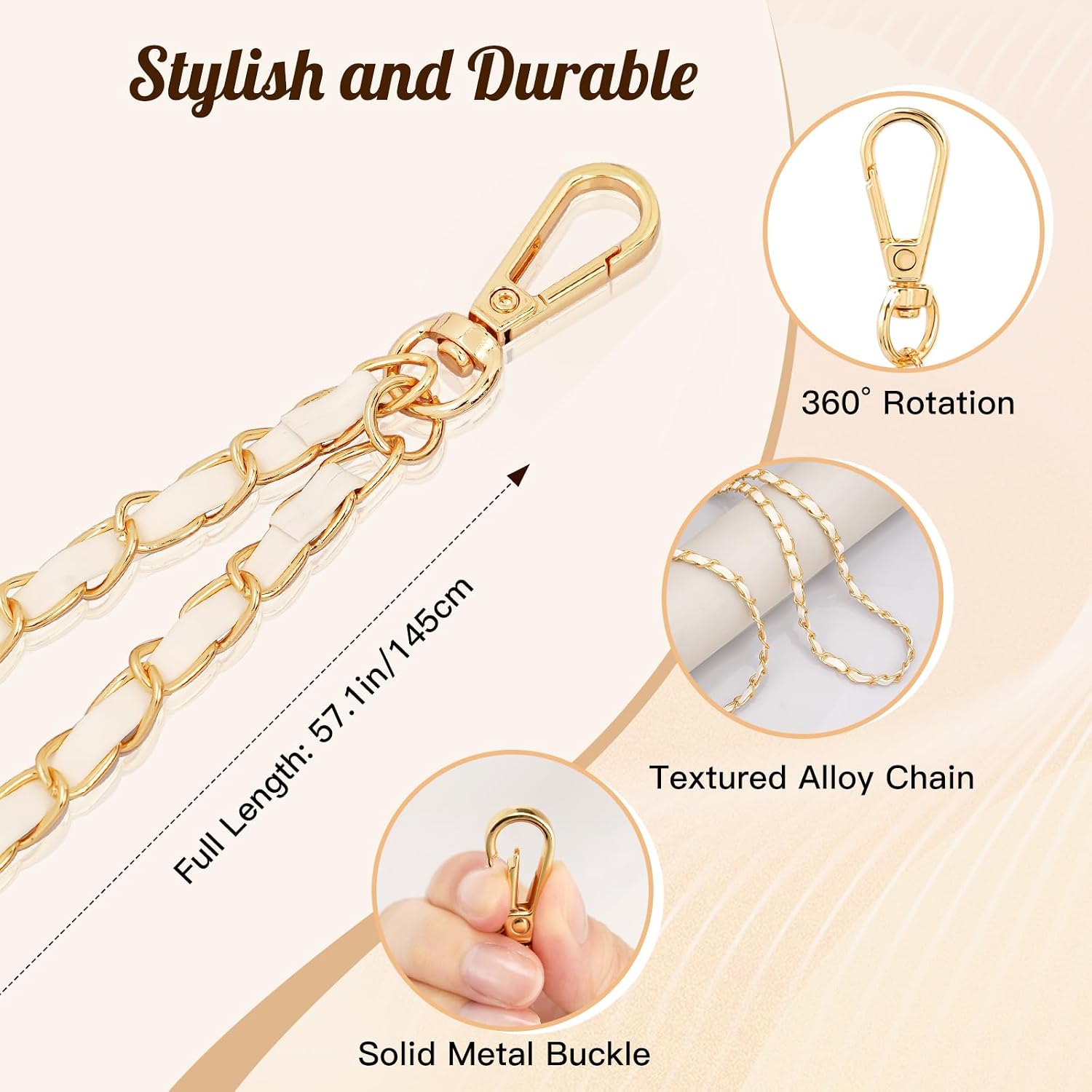 Thumbnail 1 de TiMOVO Universal Phone Lanyard, 57-Inch Alloy Chain, White