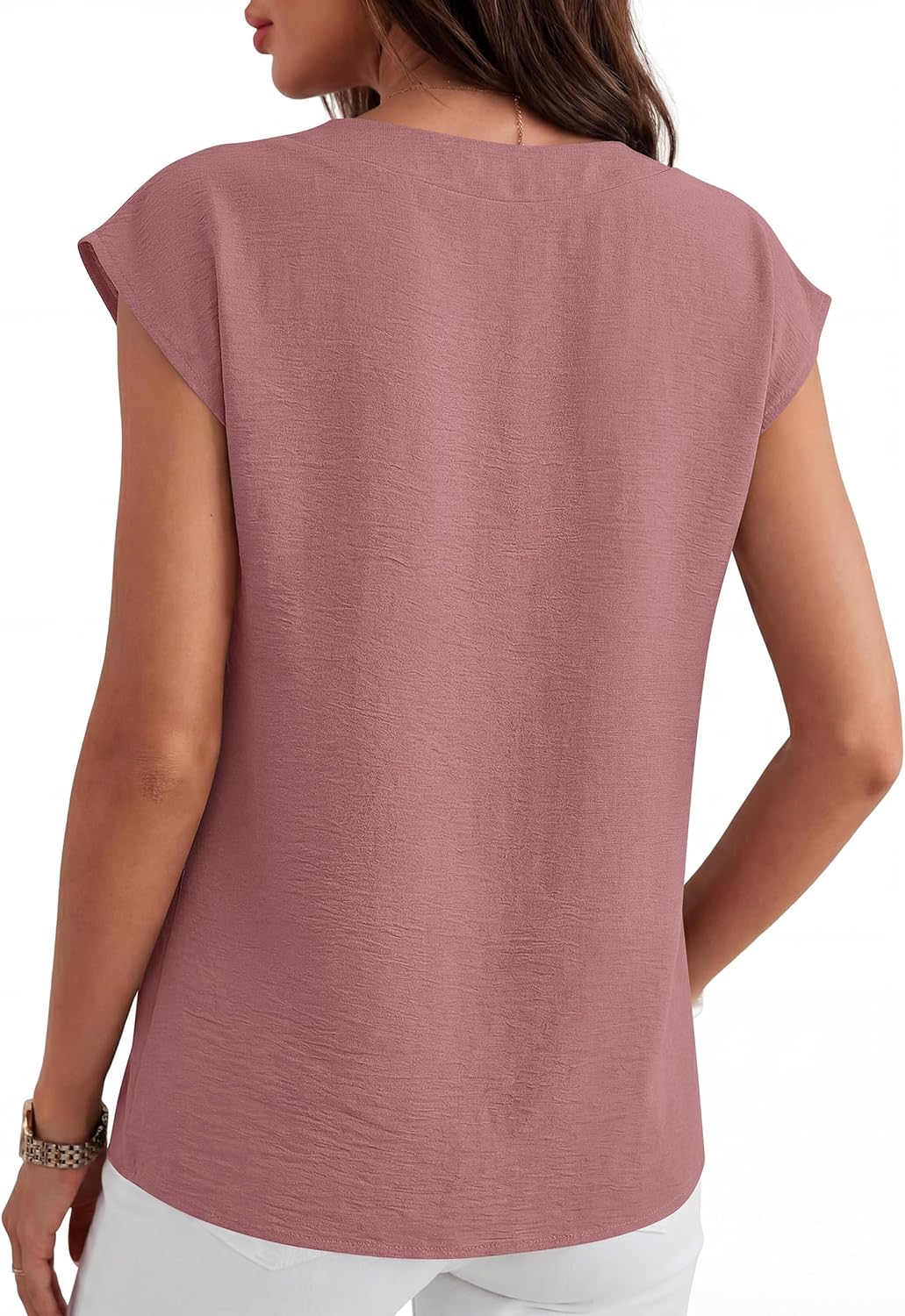 Thumbnail 3 de ANRABESS Women’s Cap Sleeve V-Neck Dressy Casual Tops (Loose Fit, 100% Polyester)