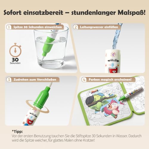Thumbnail 2 de cabaro 2er Set EVA Wassermalbuch – für Kinder ab 3 Jahre, wasserfest und reißfest