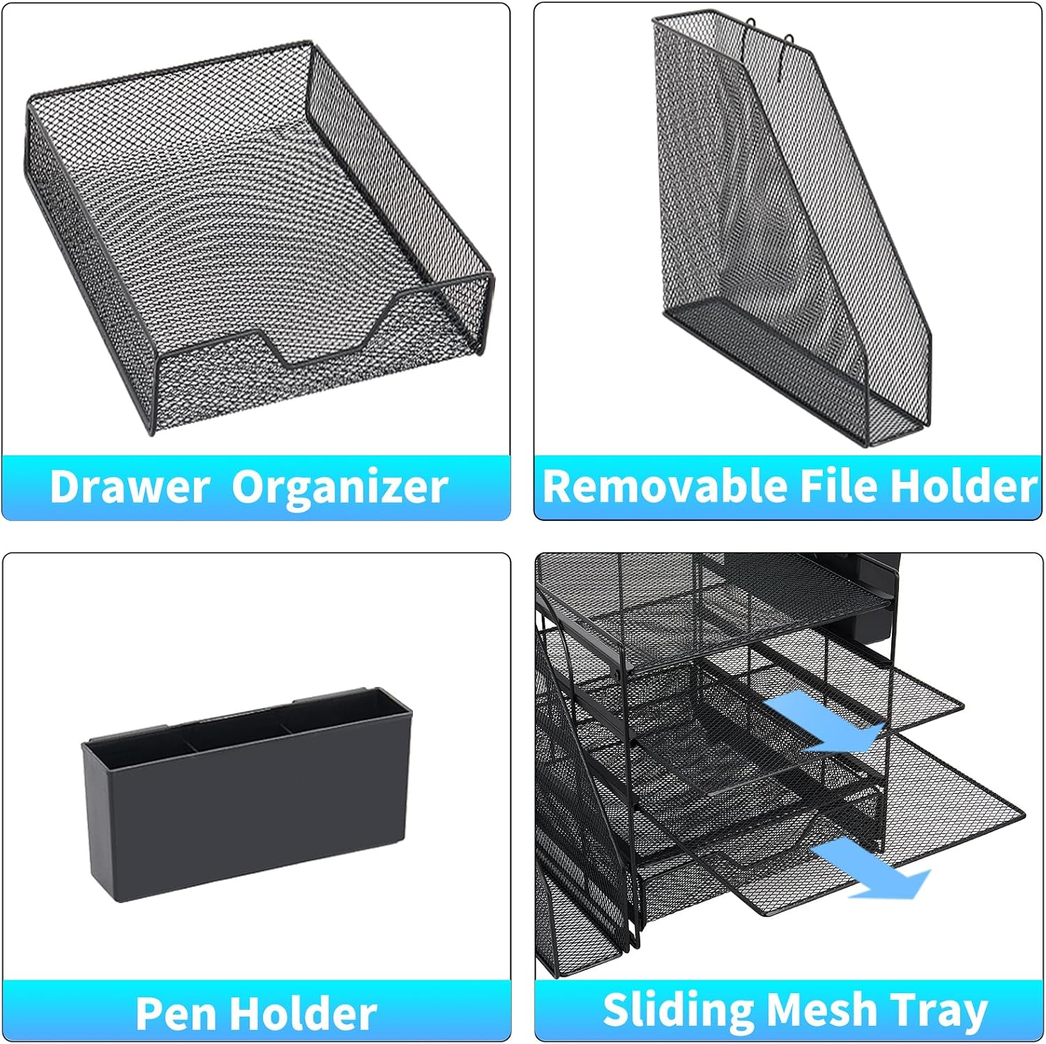 Thumbnail 2 de Gugsey Desk File Organizer 5-Tier Metal Desktop Organizer with Drawer