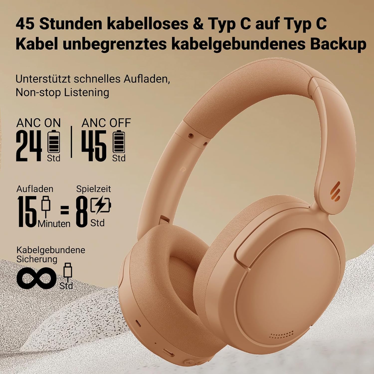 Thumbnail 4 de Edifier V80 Hybrid Over-Ear-Kopfhörer (Bluetooth 5.4) mit aktiver Geräuschunterdrückung