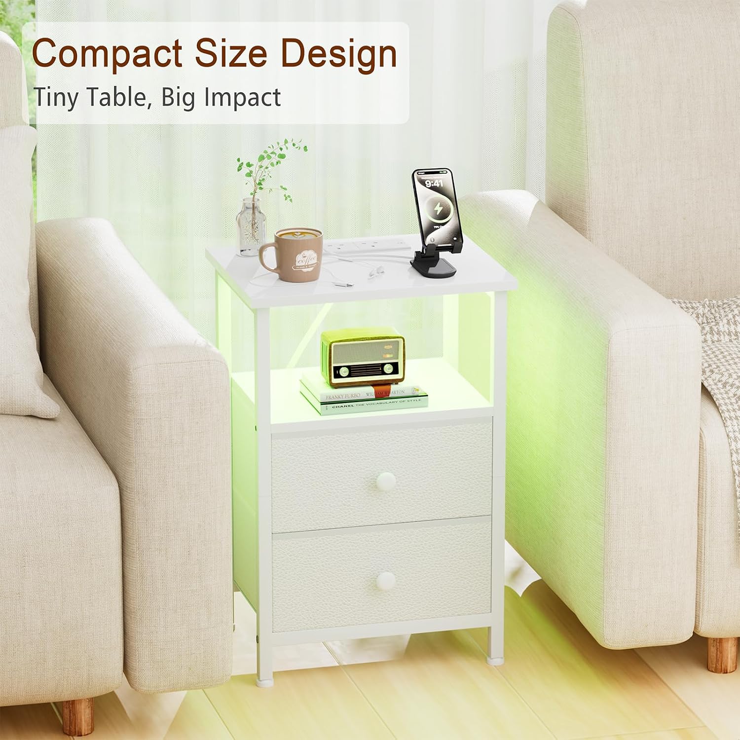 Thumbnail 5 de LOAKEKEL UHETS02WT-1 bedside table with charging station