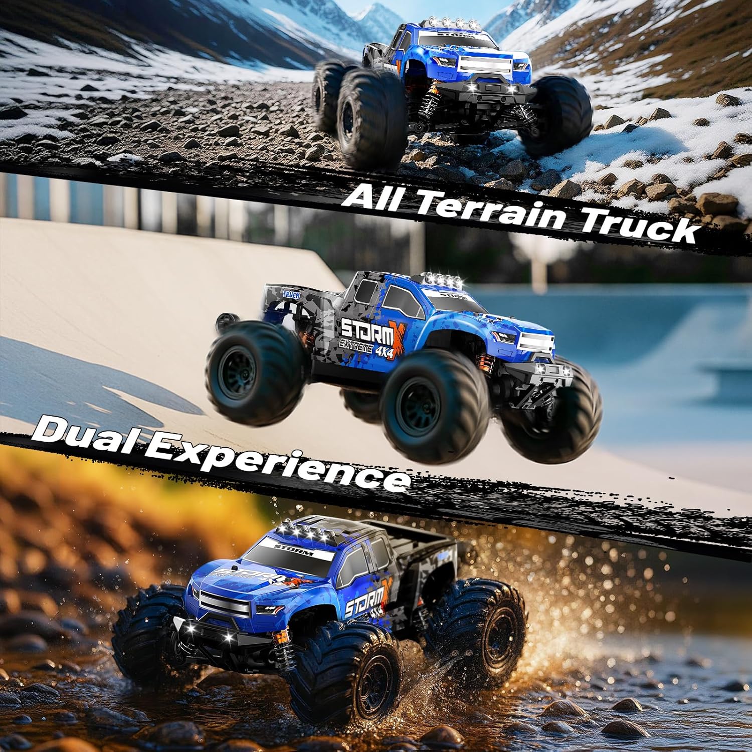 Thumbnail 5 de 1:14 Ferngesteuertes 4WD Monstertruck RC-Auto (bis 40 km/h) mit 2×1300mAh, 2,4GHz & LED-Scheinwerfern – RTR