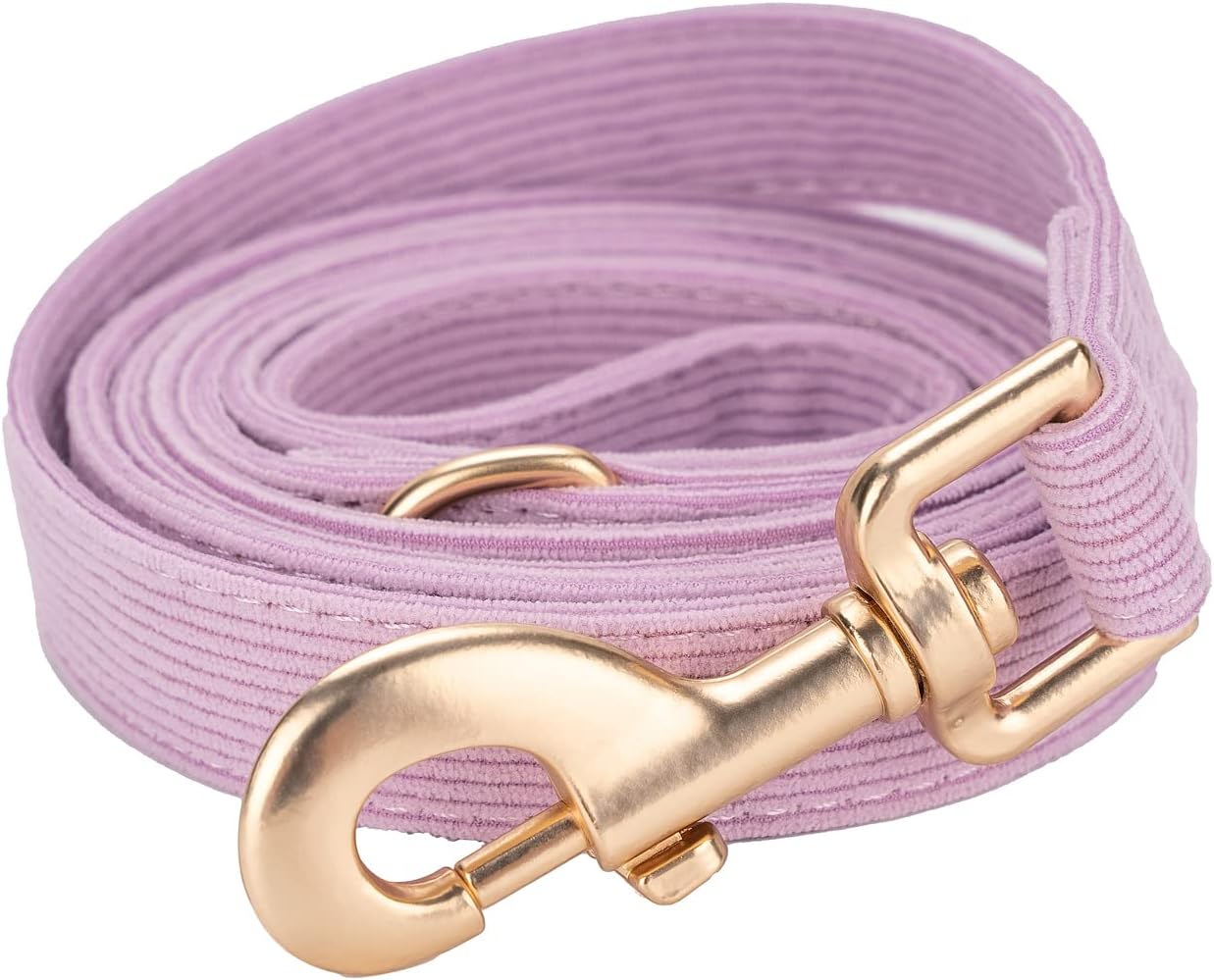 Thumbnail 3 de YUDOTE Soft Corduroy Dog Lead (Medium) Lilac – 2x150cm flat lead with rose gold swivel clip