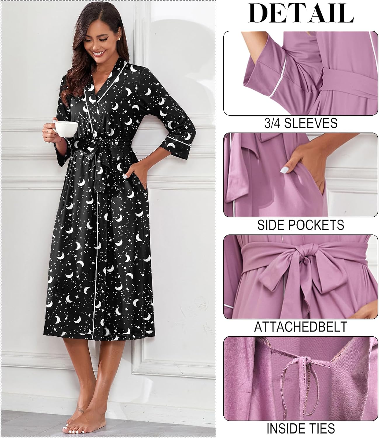 Detalle 2 de PrinStory Women's Bathrobe XS-4XL
