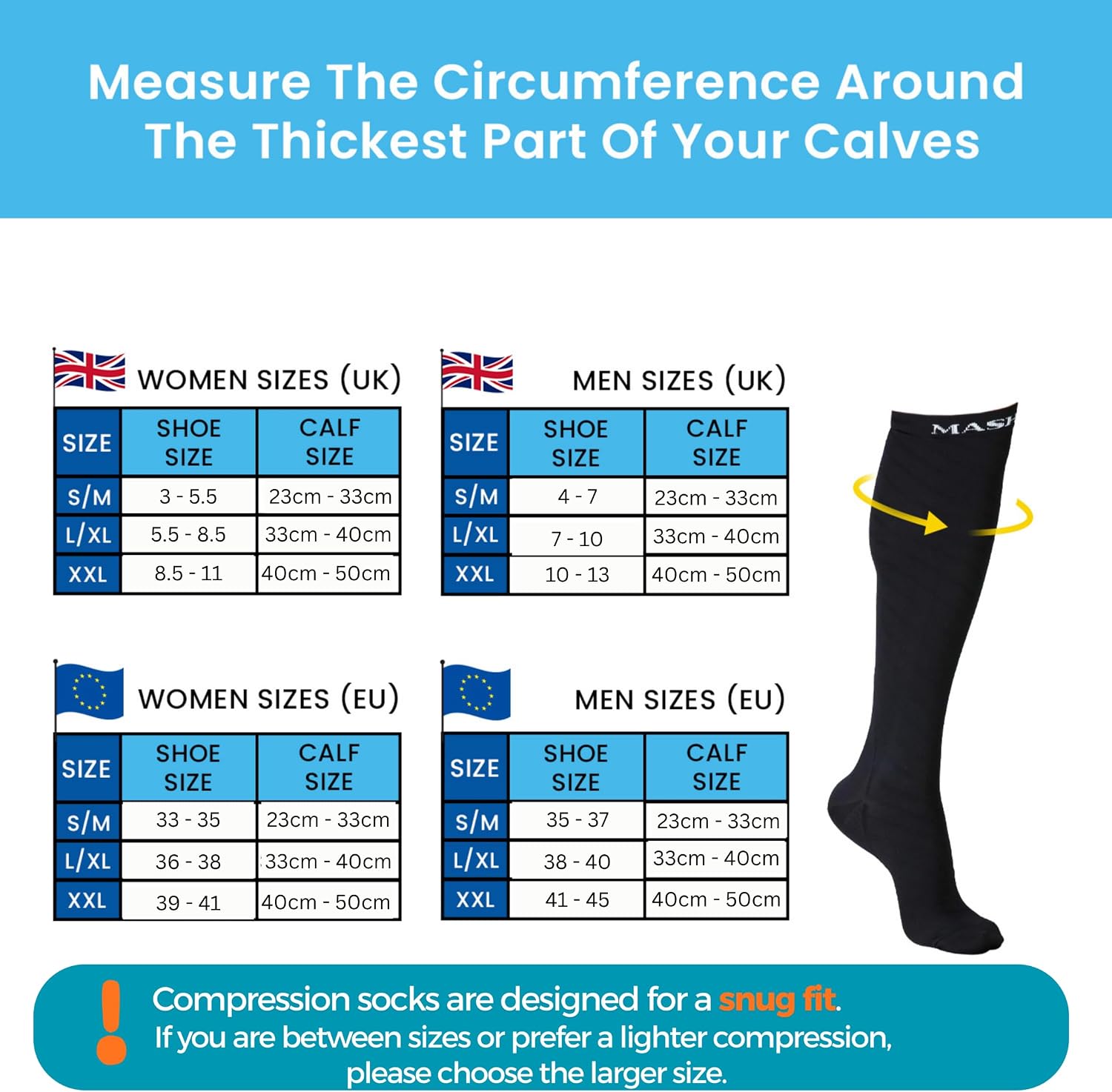 Thumbnail 1 de (2 Pairs) Graduated Compression Socks for Men & Women – 20–30 mmHg Calf & Ankle Support for Travel, Nursing, Running & Pregnancy
