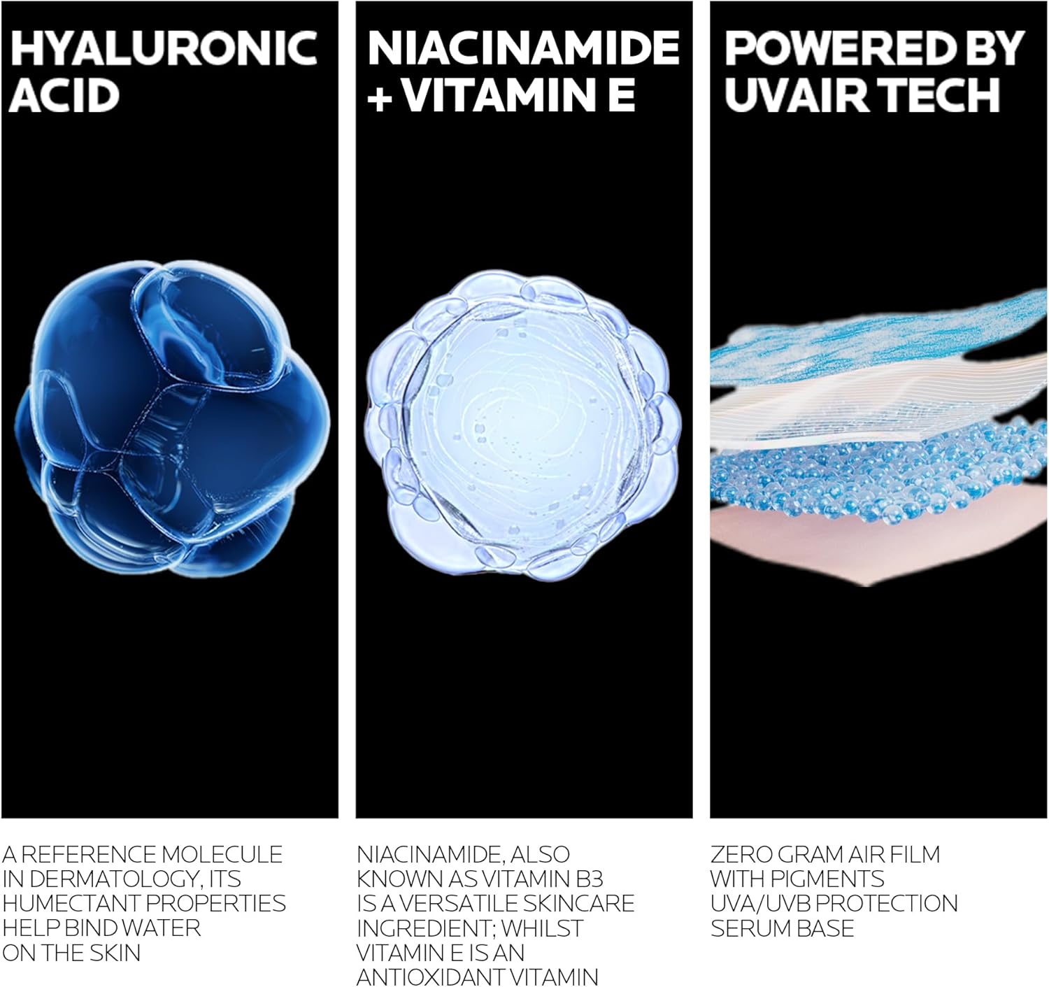 Detalle de La Roche Posay Anthelios UVAIR Serum Sunscreen SPF50+ with Hyaluronic Acid, Niacinamide & Vitamin E